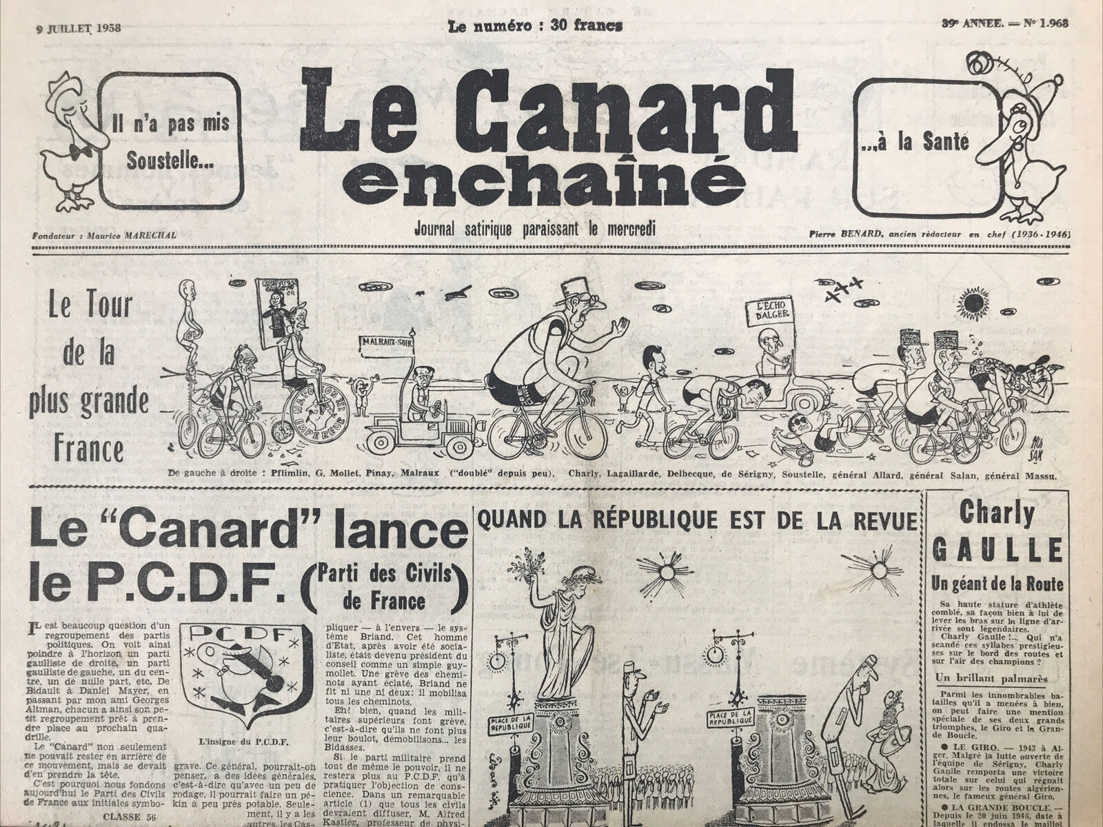 Couac ! | Acheter un Canard | Vente d'Anciens Journaux du Canard Enchaîné. Des Journaux Satiriques de Collection, Historiques & Authentiques de 1916 à 2004 ! | 1968