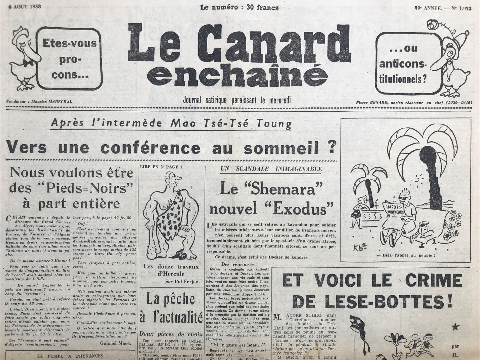 Couac ! | Acheter un Canard | Vente d'Anciens Journaux du Canard Enchaîné. Des Journaux Satiriques de Collection, Historiques & Authentiques de 1916 à 2004 ! | 1972