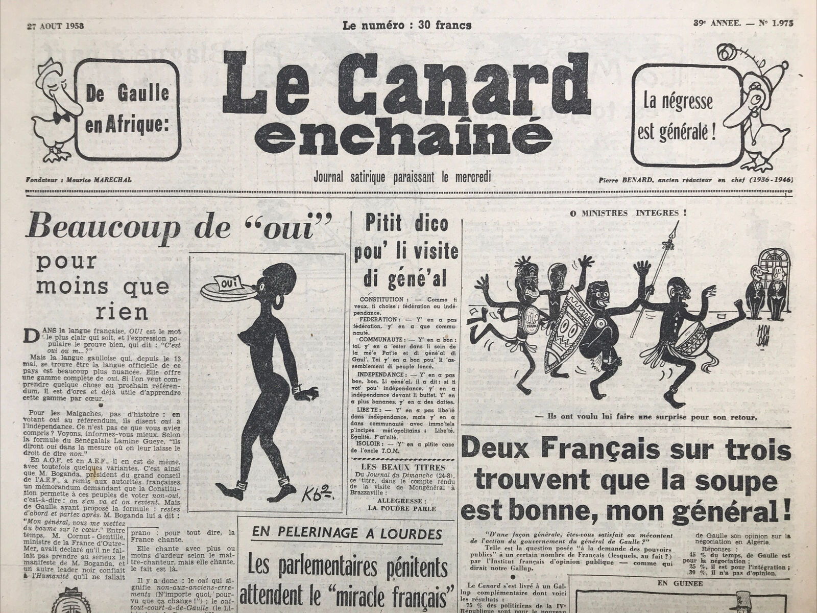 Couac ! | Acheter un Canard | Vente d'Anciens Journaux du Canard Enchaîné. Des Journaux Satiriques de Collection, Historiques & Authentiques de 1916 à 2004 ! | 1975