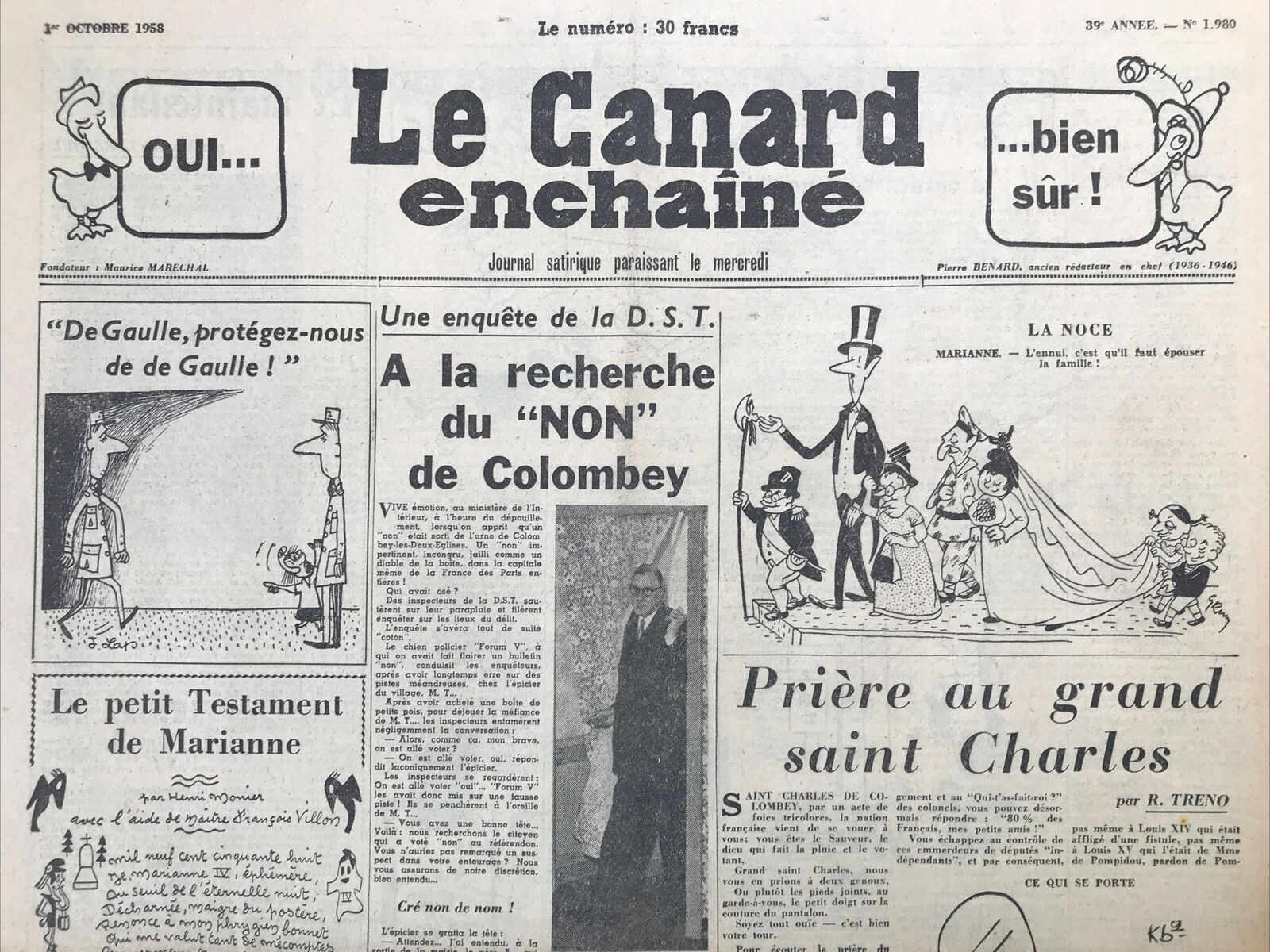 Couac ! | Acheter un Canard | Vente d'Anciens Journaux du Canard Enchaîné. Des Journaux Satiriques de Collection, Historiques & Authentiques de 1916 à 2004 ! | 1980