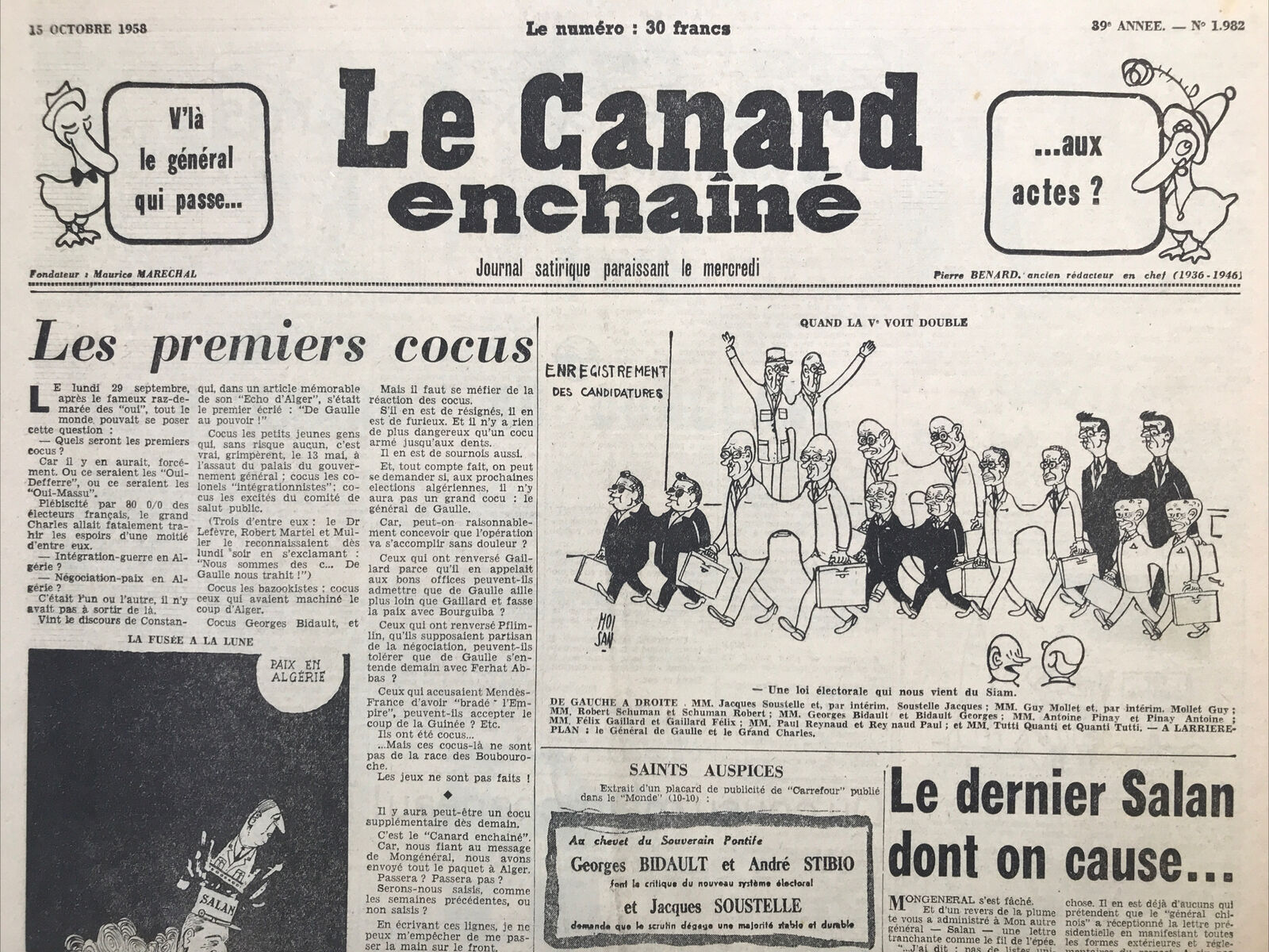 Couac ! | Acheter un Canard | Vente d'Anciens Journaux du Canard Enchaîné. Des Journaux Satiriques de Collection, Historiques & Authentiques de 1916 à 2004 ! | 1982