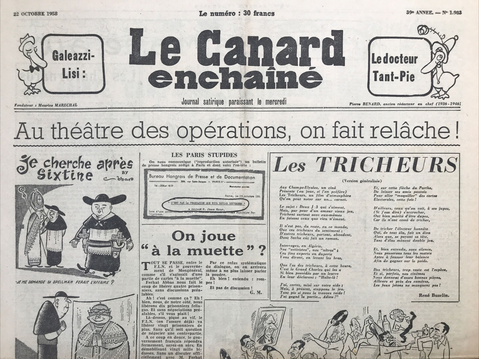 Couac ! | Acheter un Canard | Vente d'Anciens Journaux du Canard Enchaîné. Des Journaux Satiriques de Collection, Historiques & Authentiques de 1916 à 2004 ! | 1983