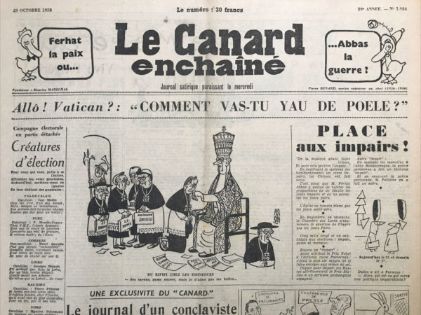 Couac ! | N° 1984 du Canard Enchaîné - 29 Octobre 1958 | Articles de Boris Vian et Gabriel Macé après l'Olympia de Georges Brassens... | 1984