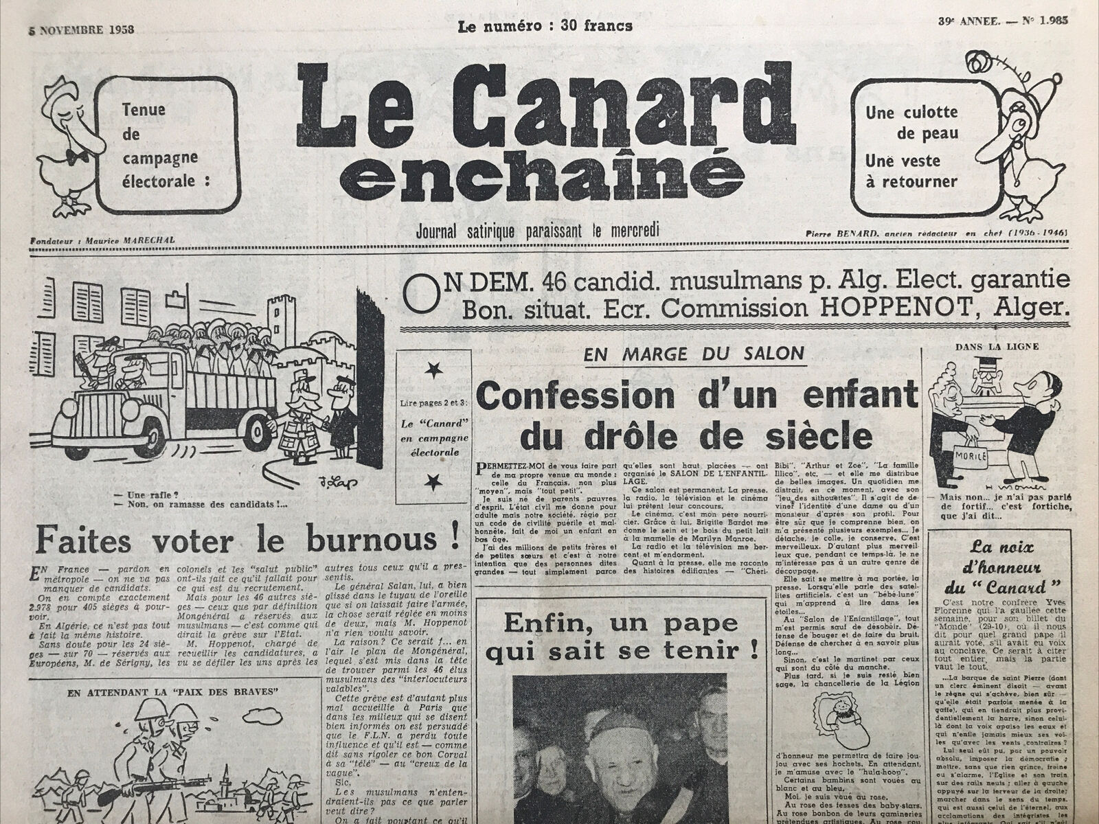 Couac ! | Acheter un Canard | Vente d'Anciens Journaux du Canard Enchaîné. Des Journaux Satiriques de Collection, Historiques & Authentiques de 1916 à 2004 ! | 1985