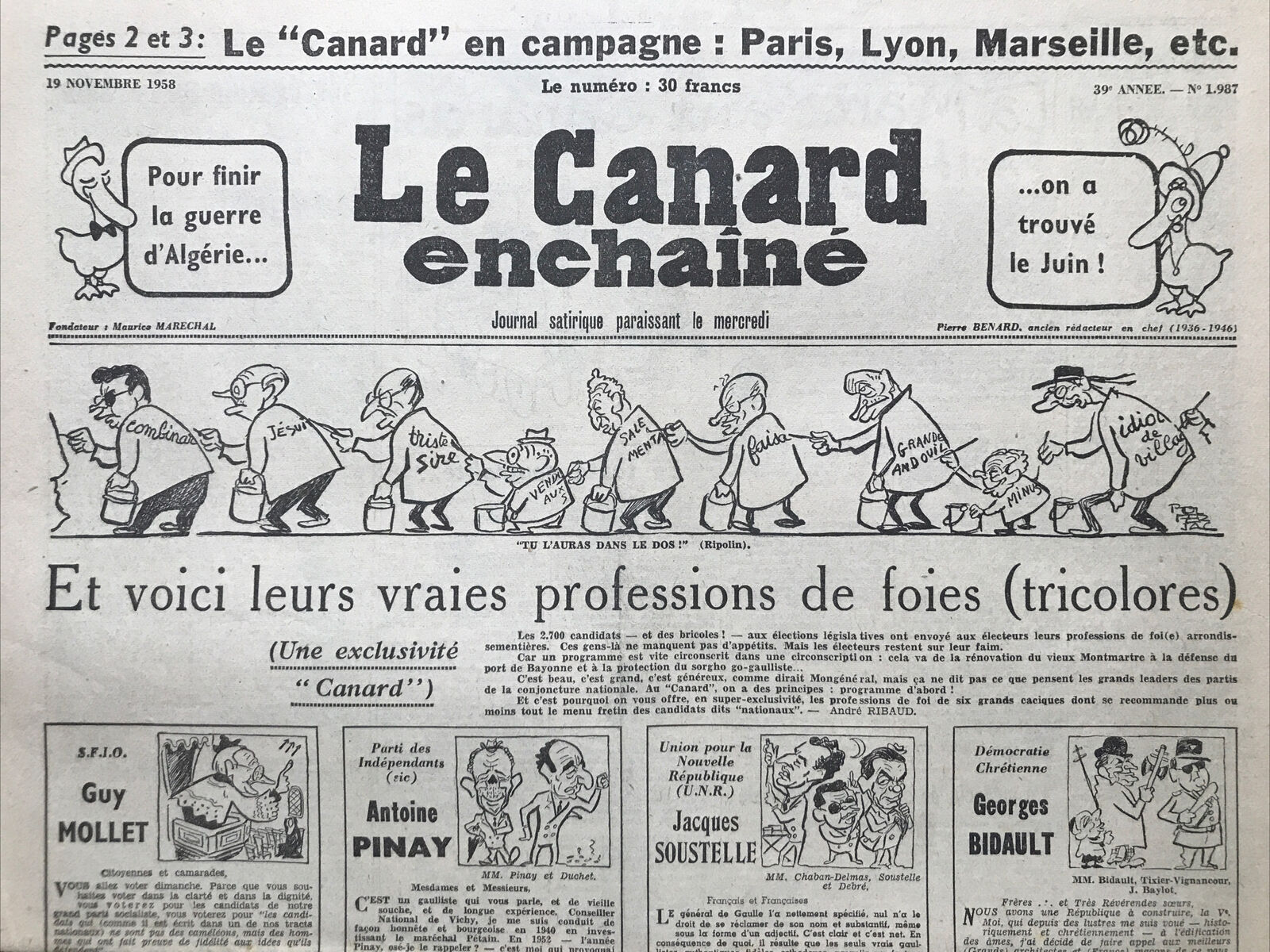 Couac ! | Acheter un Canard | Vente d'Anciens Journaux du Canard Enchaîné. Des Journaux Satiriques de Collection, Historiques & Authentiques de 1916 à 2004 ! | 1987