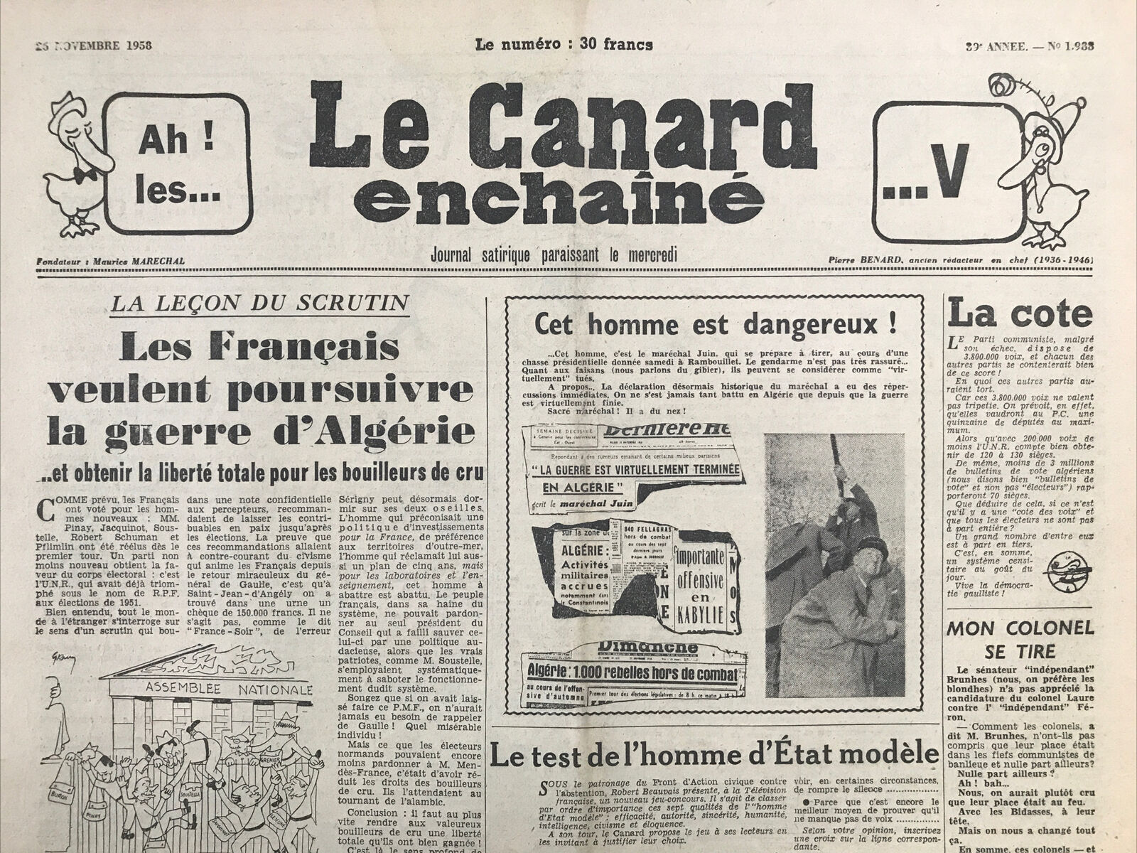 Couac ! | Acheter un Canard | Vente d'Anciens Journaux du Canard Enchaîné. Des Journaux Satiriques de Collection, Historiques & Authentiques de 1916 à 2004 ! | 1988