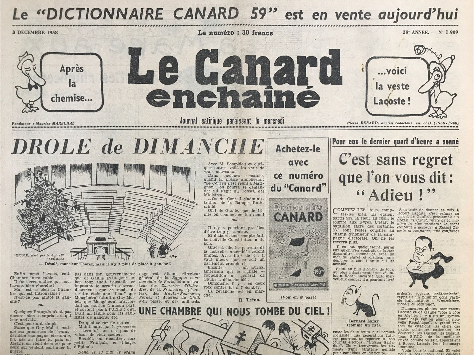 Couac ! | Acheter un Canard | Vente d'Anciens Journaux du Canard Enchaîné. Des Journaux Satiriques de Collection, Historiques & Authentiques de 1916 à 2004 ! | 1989