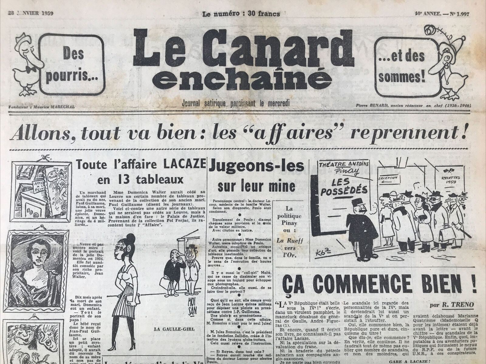 Couac ! | Acheter un Canard | Vente d'Anciens Journaux du Canard Enchaîné. Des Journaux Satiriques de Collection, Historiques & Authentiques de 1916 à 2004 ! | 1997