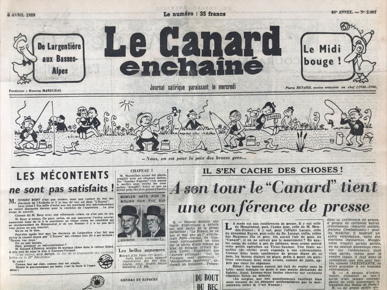 Couac ! | Acheter un Canard | Vente d'Anciens Journaux du Canard Enchaîné. Des Journaux Satiriques de Collection, Historiques & Authentiques de 1916 à 2004 ! | 2007