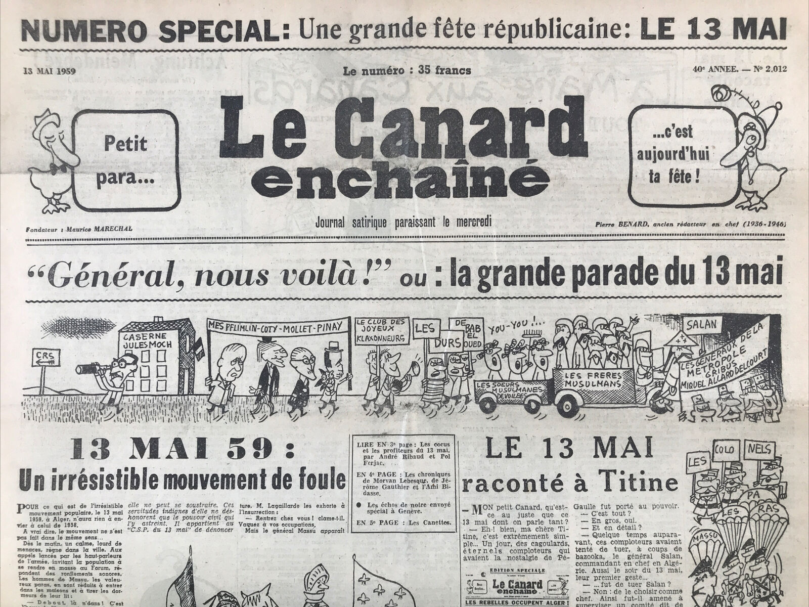 Couac ! | Acheter un Canard | Vente d'Anciens Journaux du Canard Enchaîné. Des Journaux Satiriques de Collection, Historiques & Authentiques de 1916 à 2004 ! | 2012