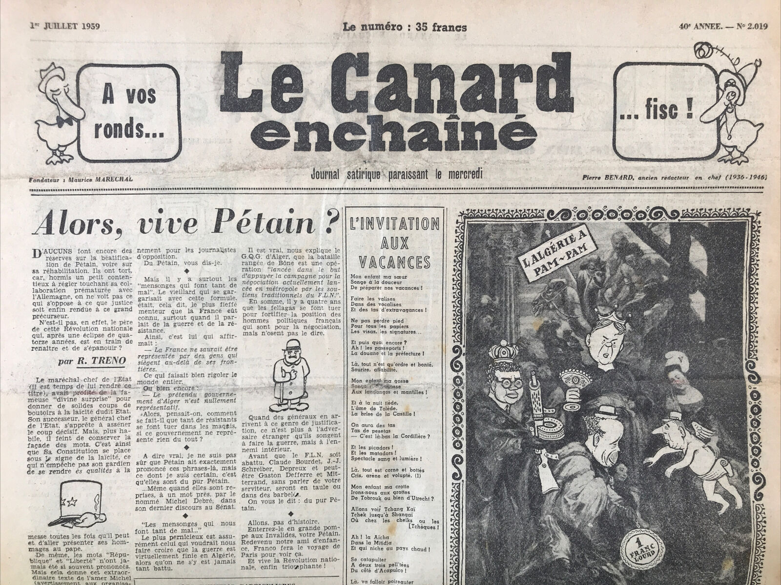 Couac ! | Acheter un Canard | Vente d'Anciens Journaux du Canard Enchaîné. Des Journaux Satiriques de Collection, Historiques & Authentiques de 1916 à 2004 ! | 2019