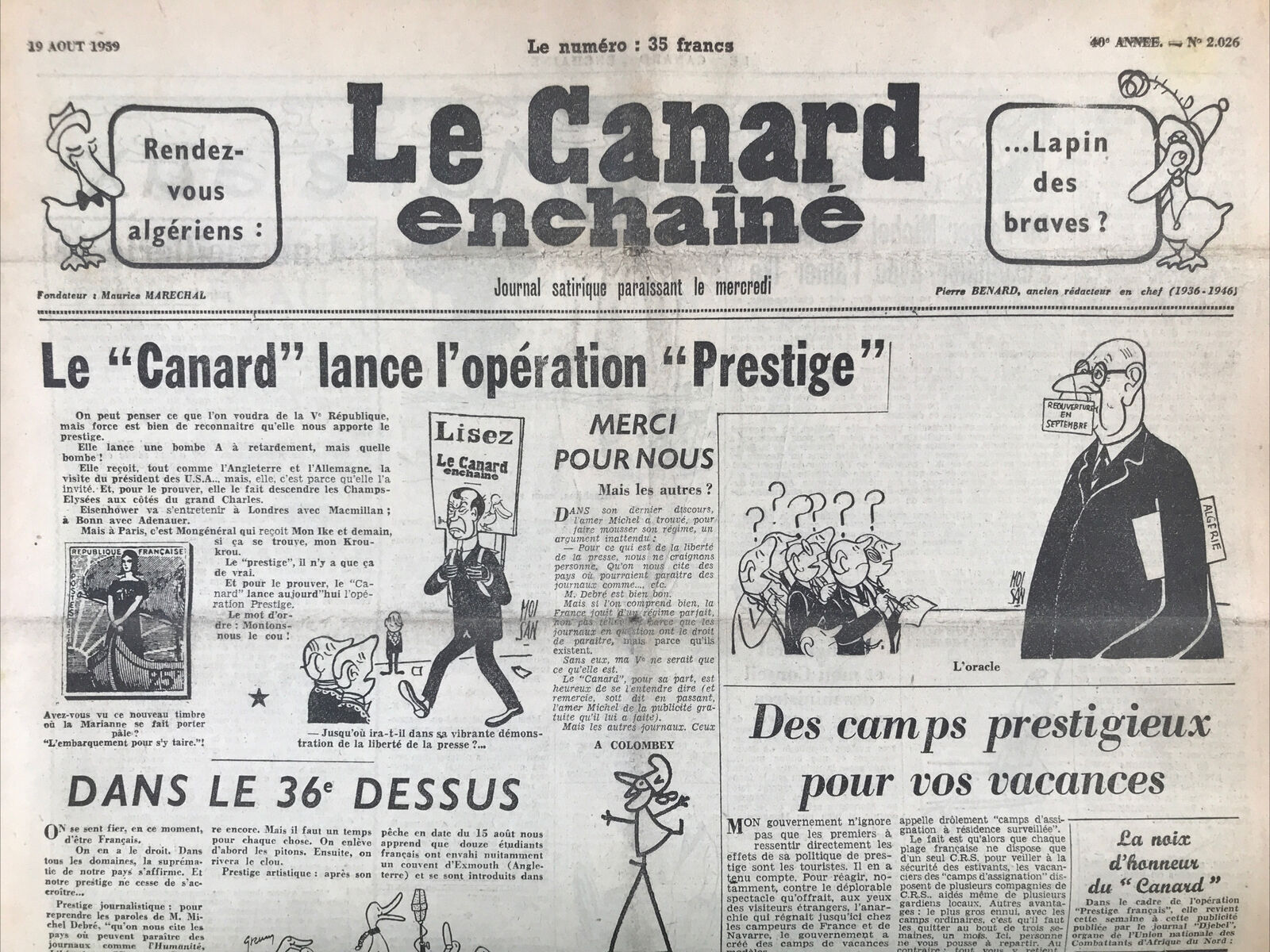 Couac ! | Acheter un Canard | Vente d'Anciens Journaux du Canard Enchaîné. Des Journaux Satiriques de Collection, Historiques & Authentiques de 1916 à 2004 ! | 2026