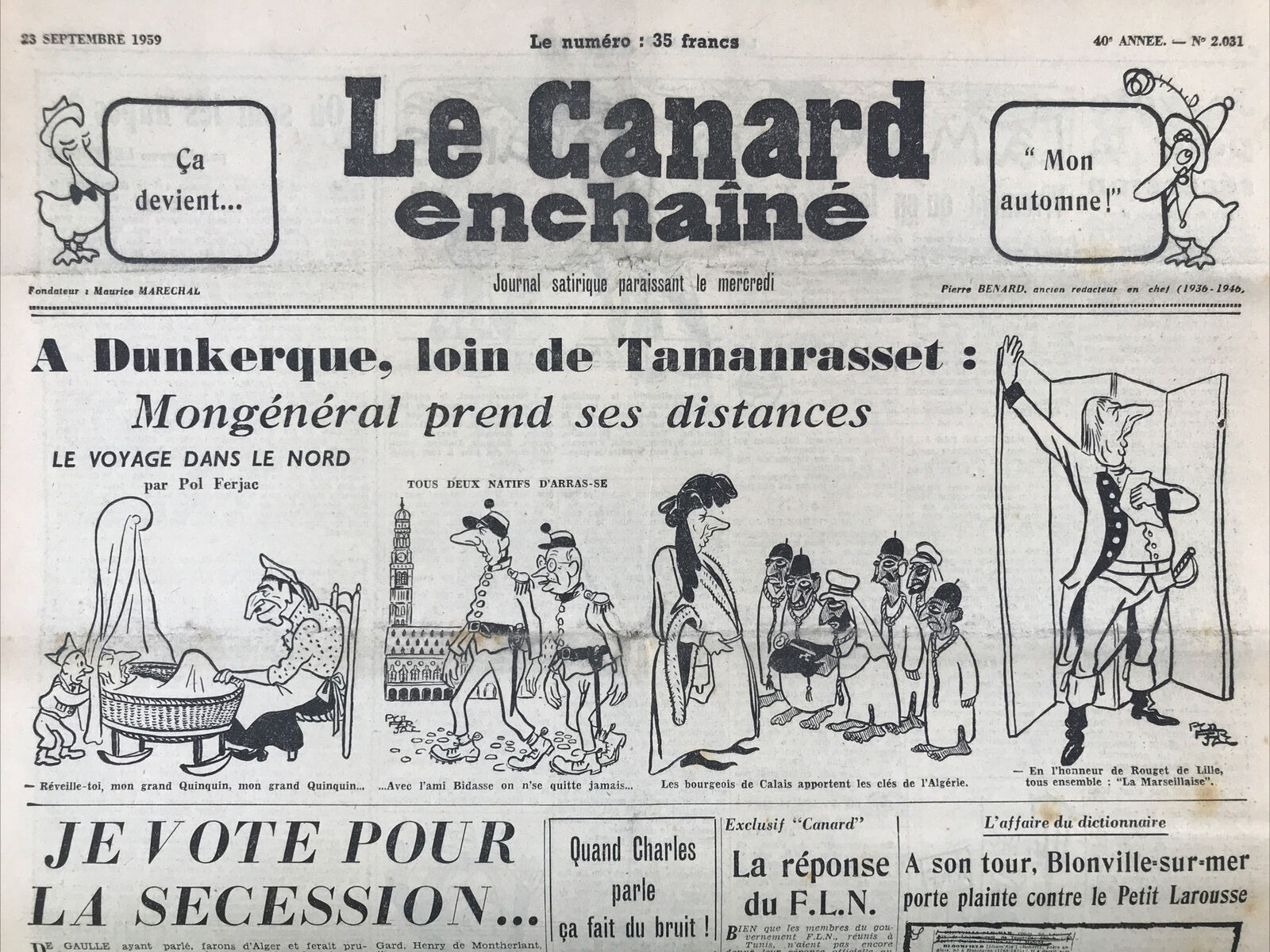 Couac ! | Acheter un Canard | Vente d'Anciens Journaux du Canard Enchaîné. Des Journaux Satiriques de Collection, Historiques & Authentiques de 1916 à 2004 ! | 2031