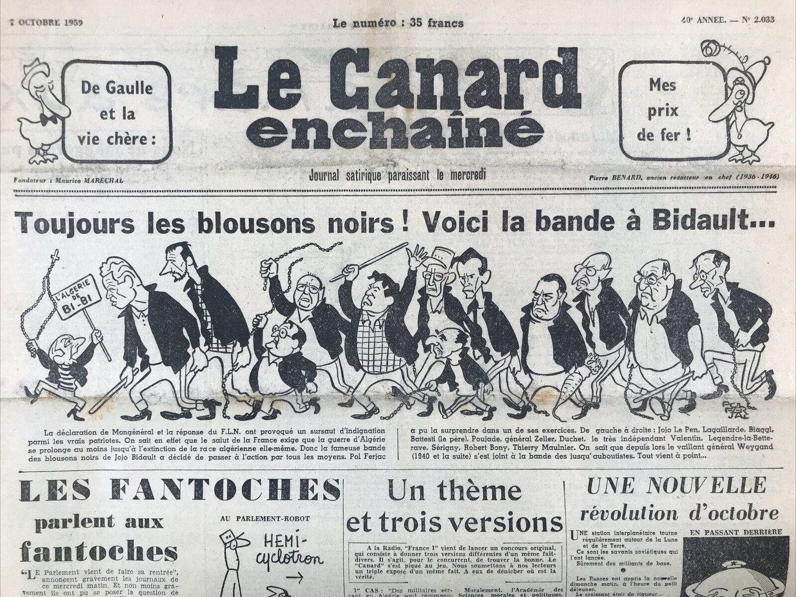 Couac ! | Acheter un Canard | Vente d'Anciens Journaux du Canard Enchaîné. Des Journaux Satiriques de Collection, Historiques & Authentiques de 1916 à 2004 ! | 2033