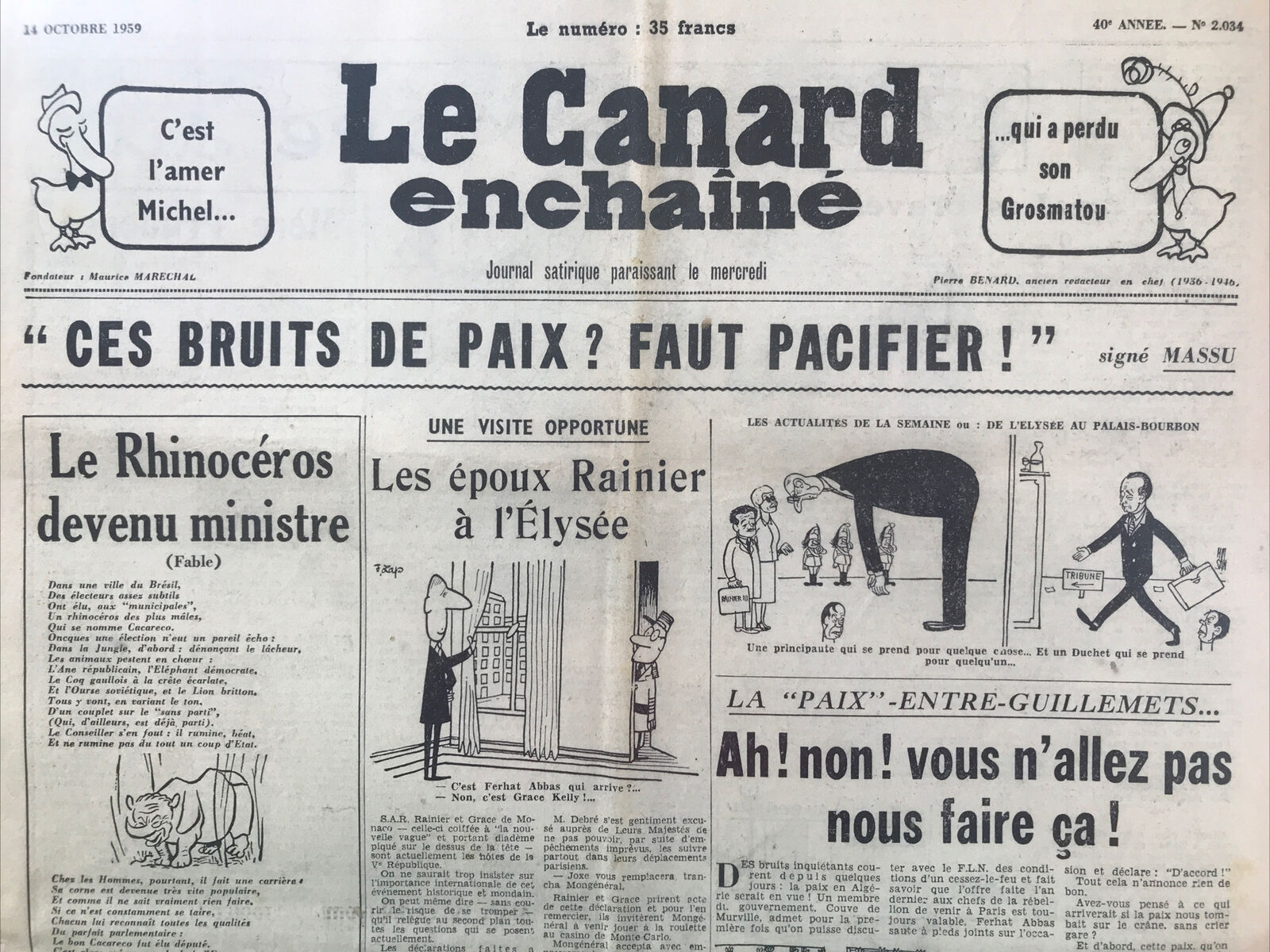 Couac ! | Acheter un Canard | Vente d'Anciens Journaux du Canard Enchaîné. Des Journaux Satiriques de Collection, Historiques & Authentiques de 1916 à 2004 ! | 2034