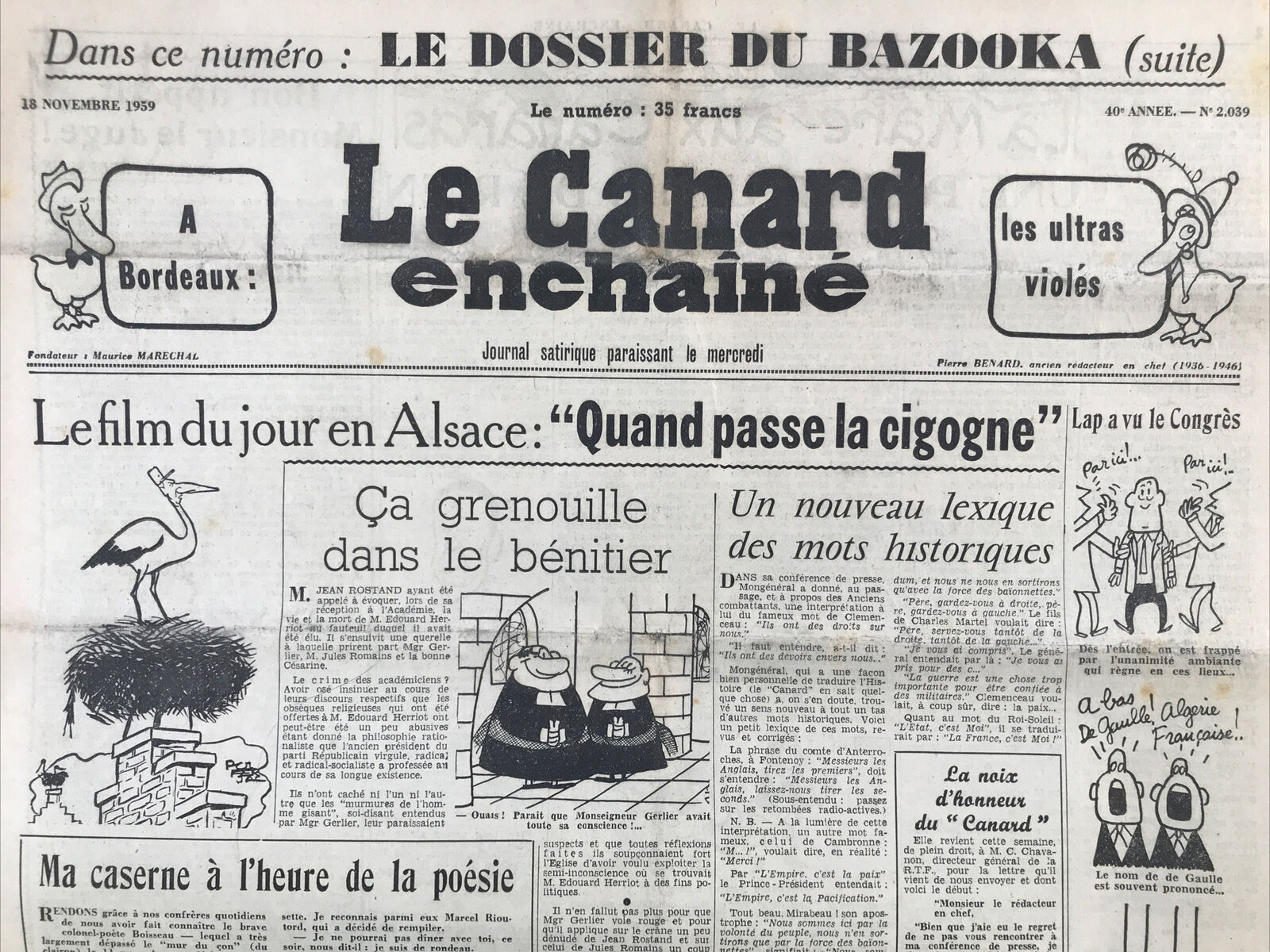 Couac ! | Acheter un Canard | Vente d'Anciens Journaux du Canard Enchaîné. Des Journaux Satiriques de Collection, Historiques & Authentiques de 1916 à 2004 ! | 2039