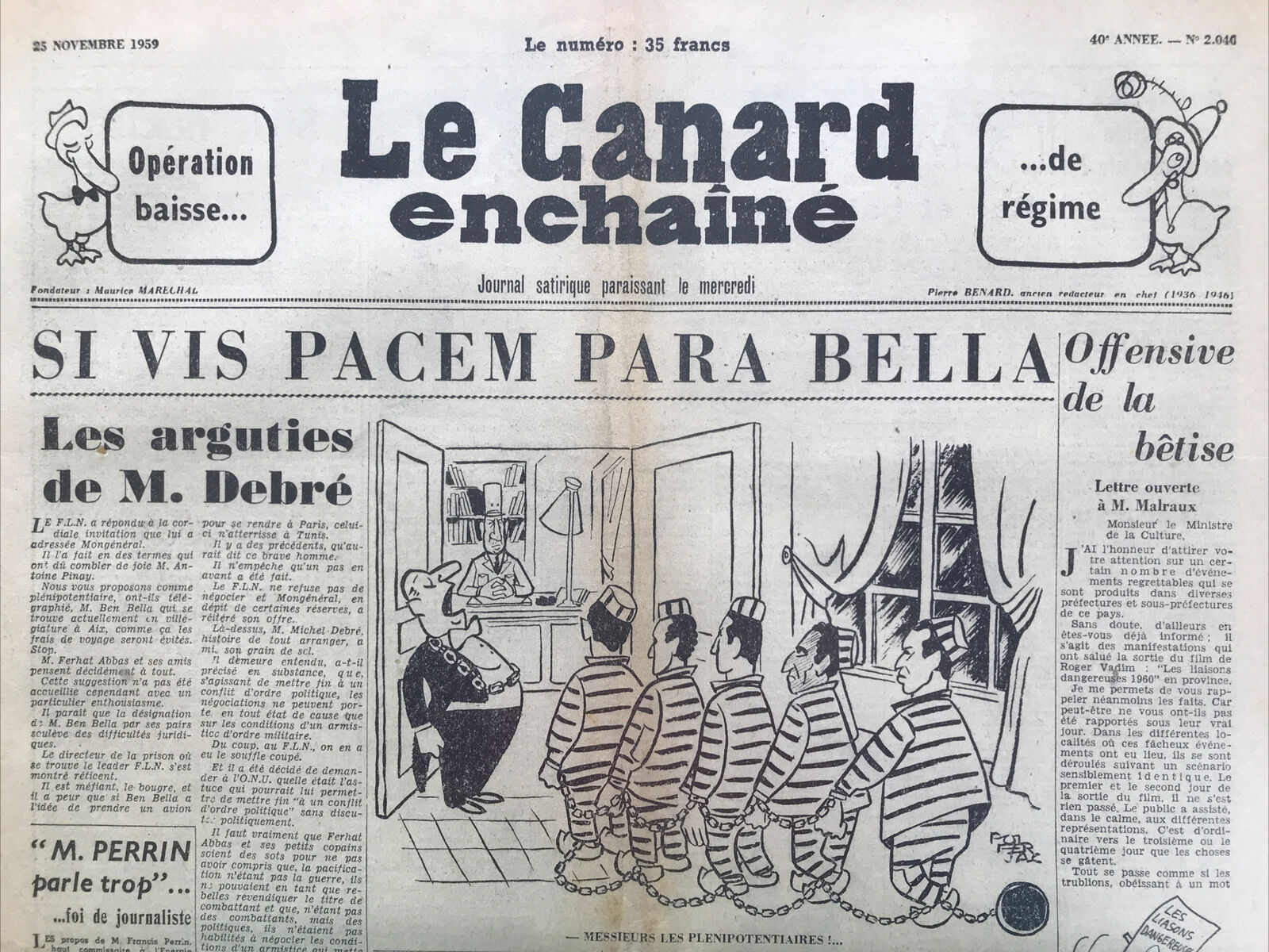 Couac ! | Acheter un Canard | Vente d'Anciens Journaux du Canard Enchaîné. Des Journaux Satiriques de Collection, Historiques & Authentiques de 1916 à 2004 ! | 2040