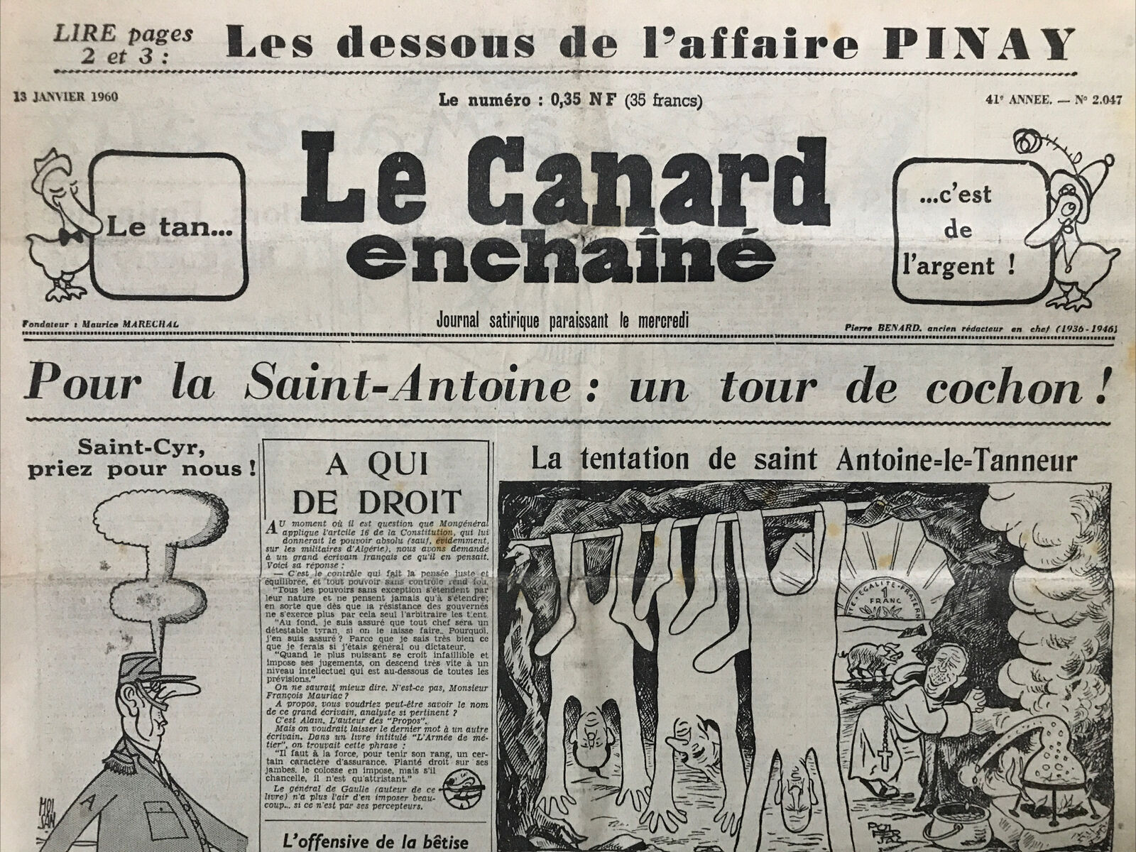 Couac ! | Acheter un Canard | Vente d'Anciens Journaux du Canard Enchaîné. Des Journaux Satiriques de Collection, Historiques & Authentiques de 1916 à 2004 ! | 2047