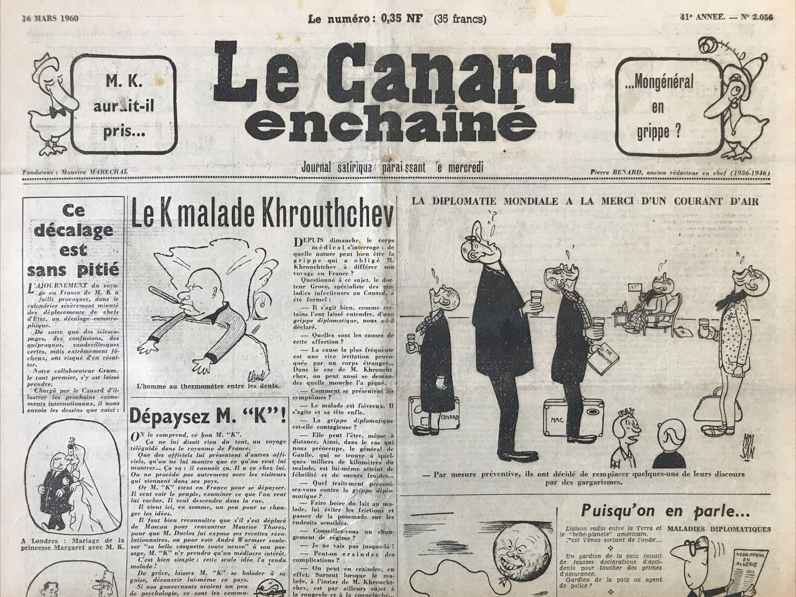 Couac ! | Acheter un Canard | Vente d'Anciens Journaux du Canard Enchaîné. Des Journaux Satiriques de Collection, Historiques & Authentiques de 1916 à 2004 ! | 2056