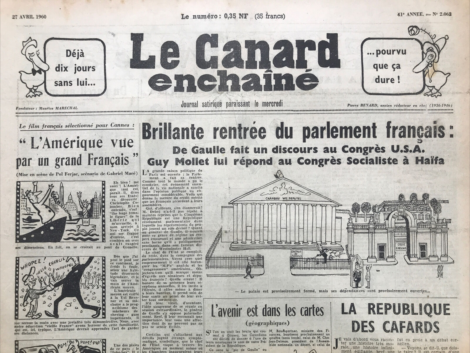 Couac ! | Acheter un Canard | Vente d'Anciens Journaux du Canard Enchaîné. Des Journaux Satiriques de Collection, Historiques & Authentiques de 1916 à 2004 ! | 2062