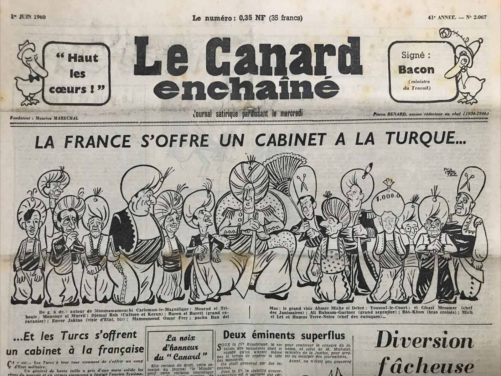 Couac ! | Acheter un Canard | Vente d'Anciens Journaux du Canard Enchaîné. Des Journaux Satiriques de Collection, Historiques & Authentiques de 1916 à 2004 ! | 2067