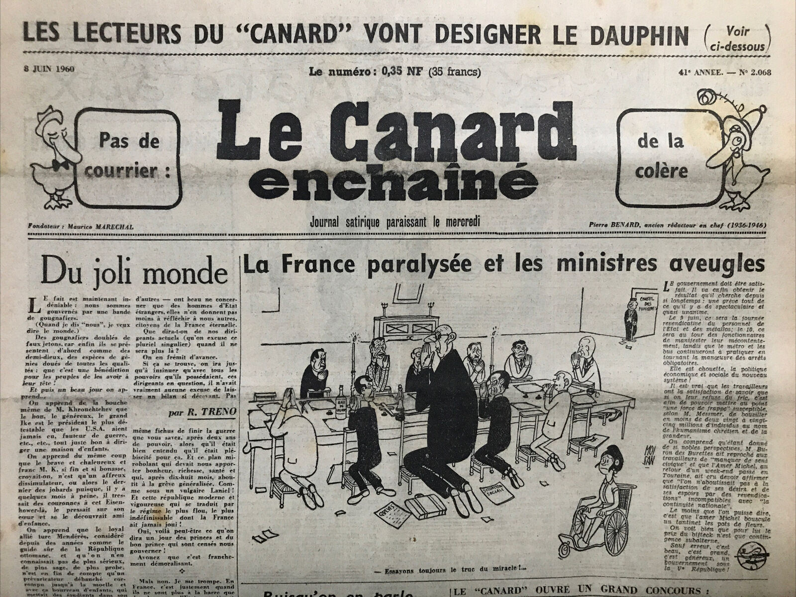 Couac ! | Acheter un Canard | Vente d'Anciens Journaux du Canard Enchaîné. Des Journaux Satiriques de Collection, Historiques & Authentiques de 1916 à 2004 ! | 2068