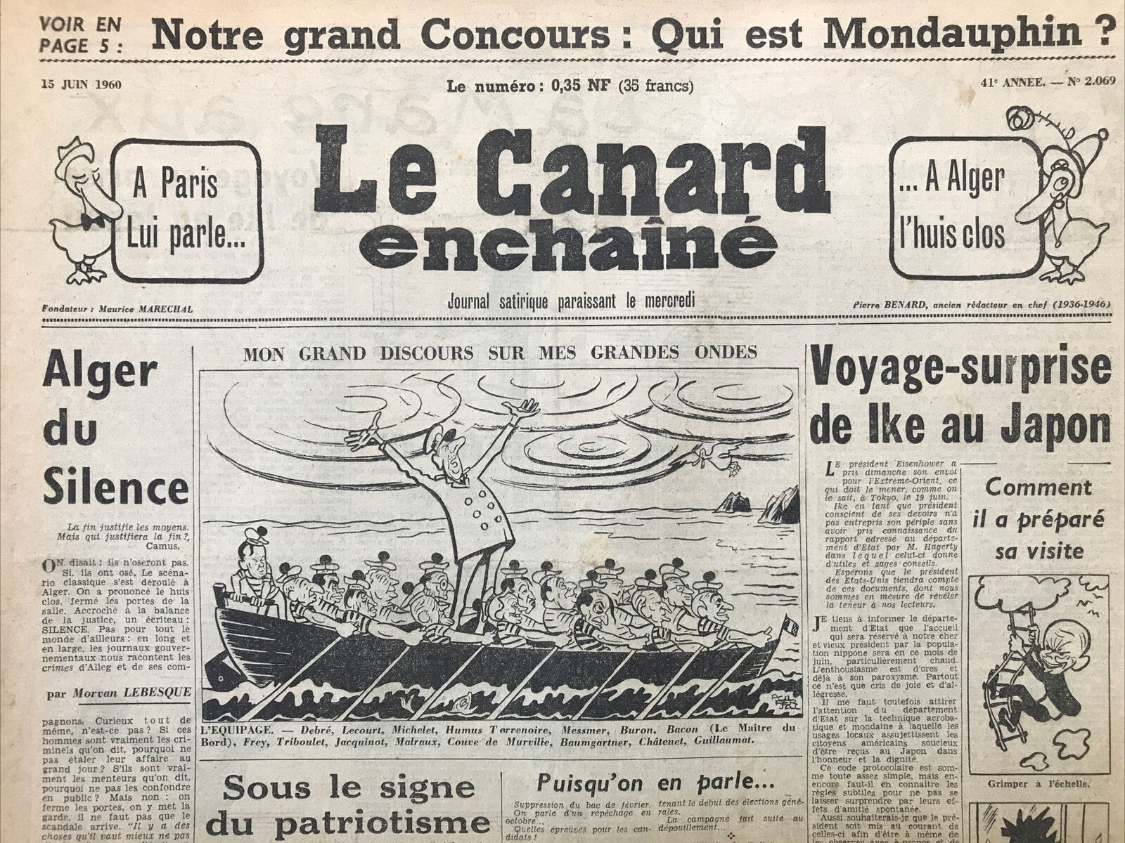 Couac ! | Acheter un Canard | Vente d'Anciens Journaux du Canard Enchaîné. Des Journaux Satiriques de Collection, Historiques & Authentiques de 1916 à 2004 ! | 2069