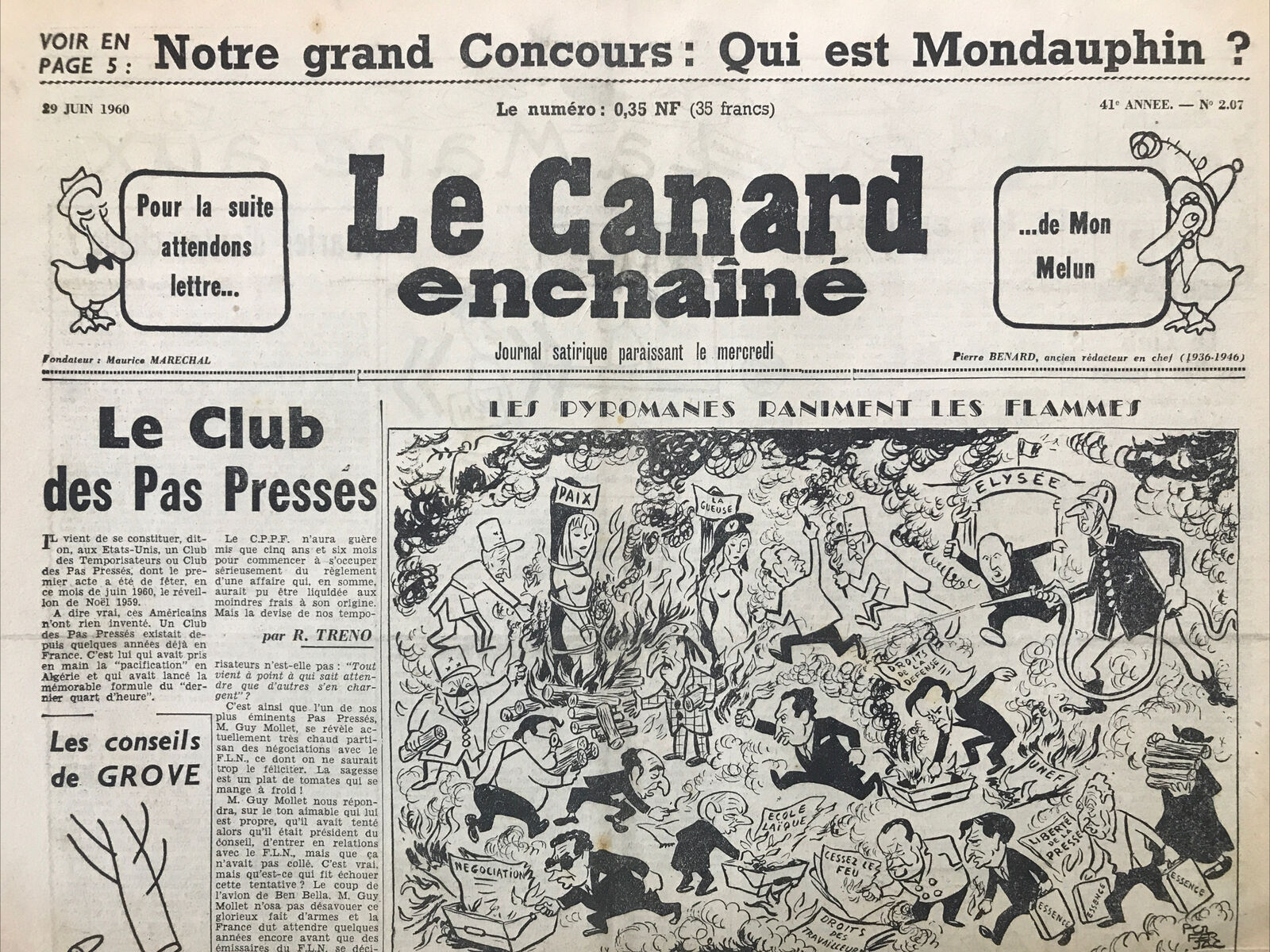 Couac ! | Acheter un Canard | Vente d'Anciens Journaux du Canard Enchaîné. Des Journaux Satiriques de Collection, Historiques & Authentiques de 1916 à 2004 ! | 2071