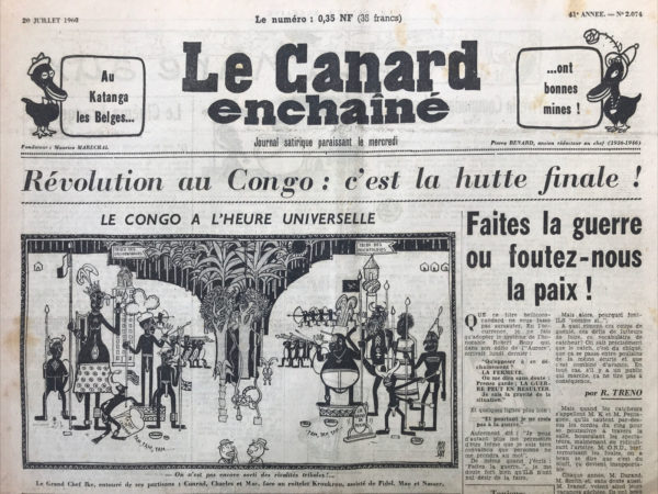 Couac ! | N° 2074 du Canard Enchaîné - 20 Juillet 1960 | Nos Exemplaires du Canard Enchaîné sont archivés dans de bonnes conditions de conservation (obscurité, hygrométrie maitrisée et faible température), ce qui s'avère indispensable pour des journaux anciens. | 2074