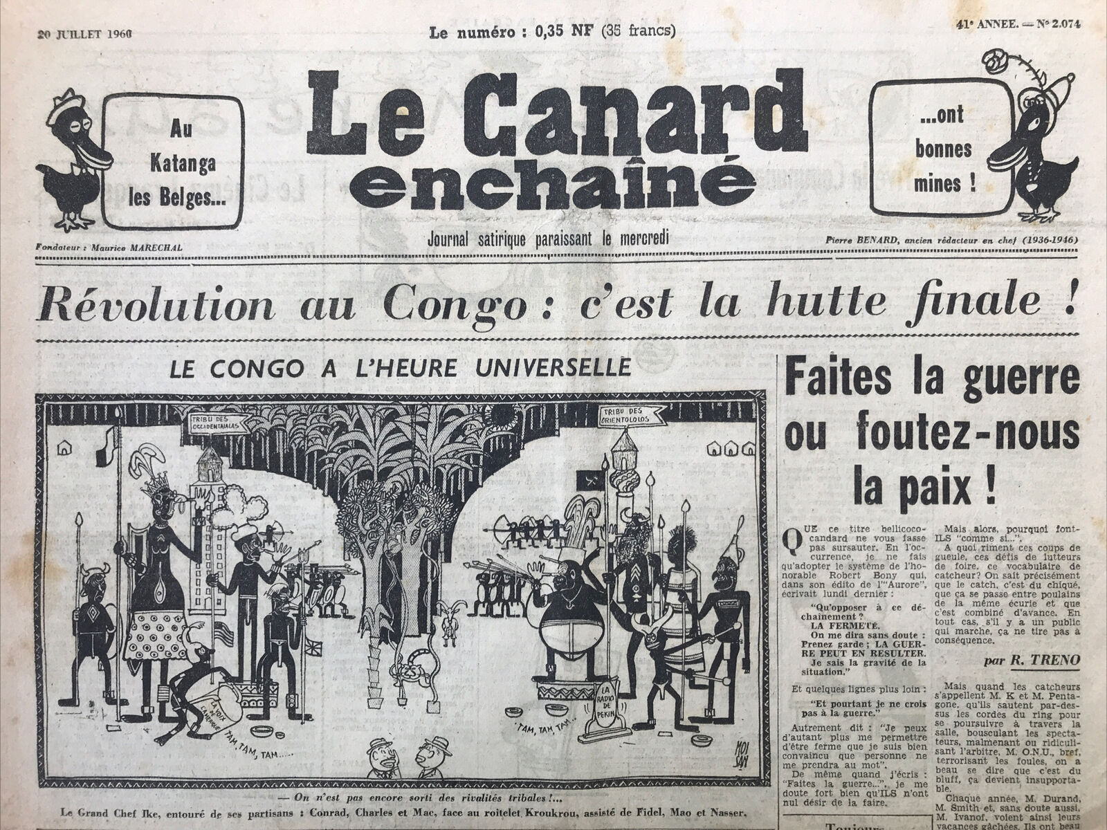 Couac ! | Acheter un Canard | Vente d'Anciens Journaux du Canard Enchaîné. Des Journaux Satiriques de Collection, Historiques & Authentiques de 1916 à 2004 ! | 2074