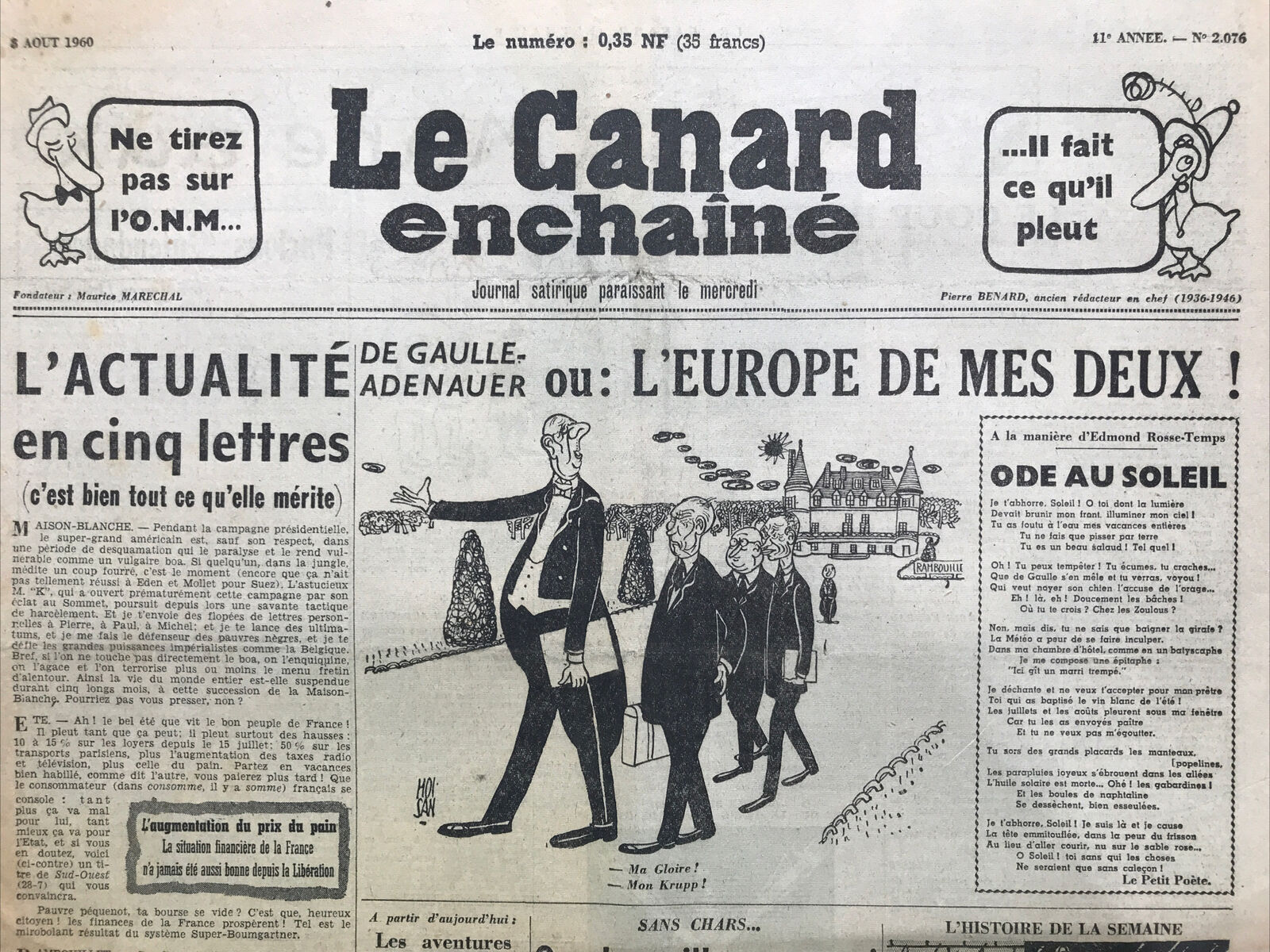 Couac ! | Acheter un Canard | Vente d'Anciens Journaux du Canard Enchaîné. Des Journaux Satiriques de Collection, Historiques & Authentiques de 1916 à 2004 ! | 2076