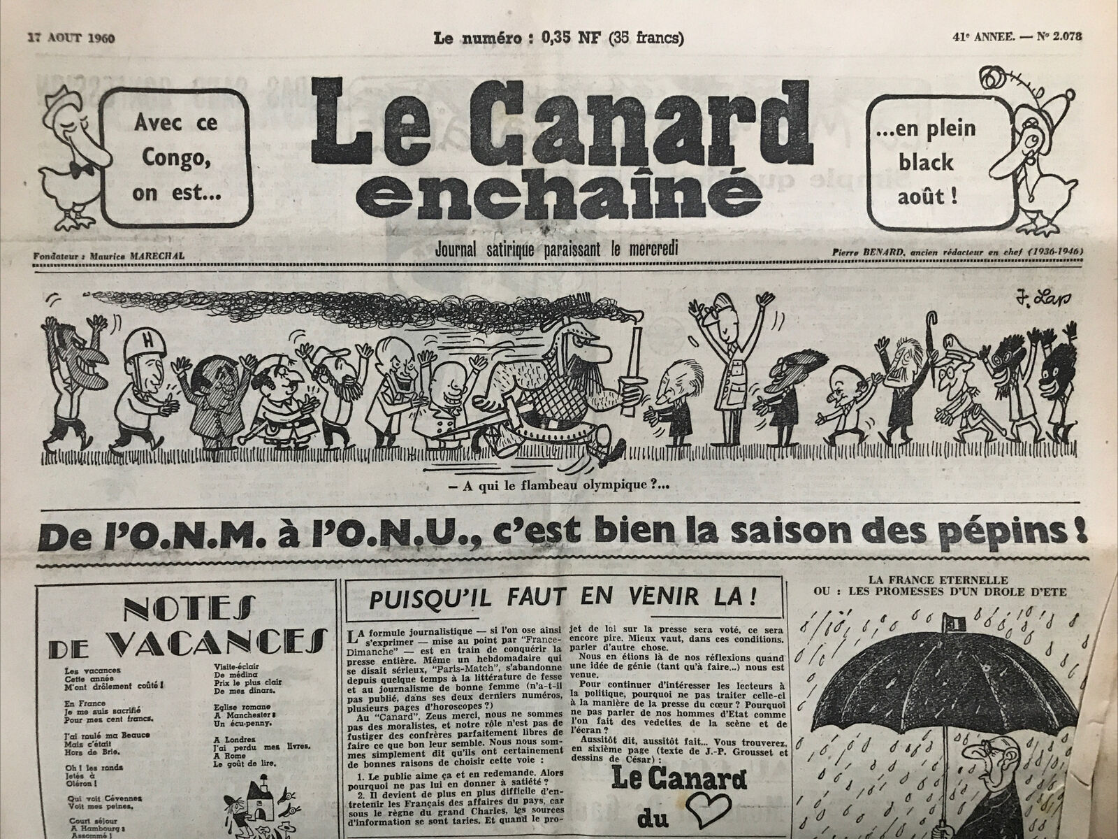 Couac ! | Acheter un Canard | Vente d'Anciens Journaux du Canard Enchaîné. Des Journaux Satiriques de Collection, Historiques & Authentiques de 1916 à 2004 ! | 2078