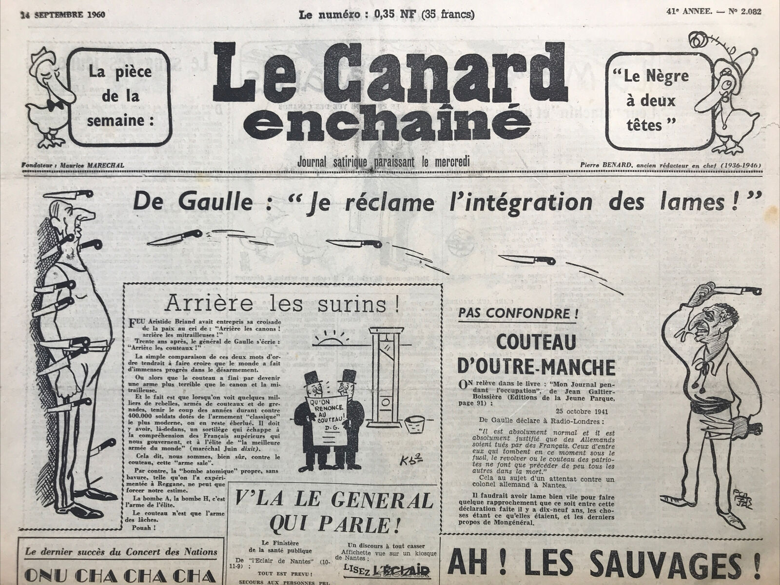 Couac ! | Acheter un Canard | Vente d'Anciens Journaux du Canard Enchaîné. Des Journaux Satiriques de Collection, Historiques & Authentiques de 1916 à 2004 ! | 2082