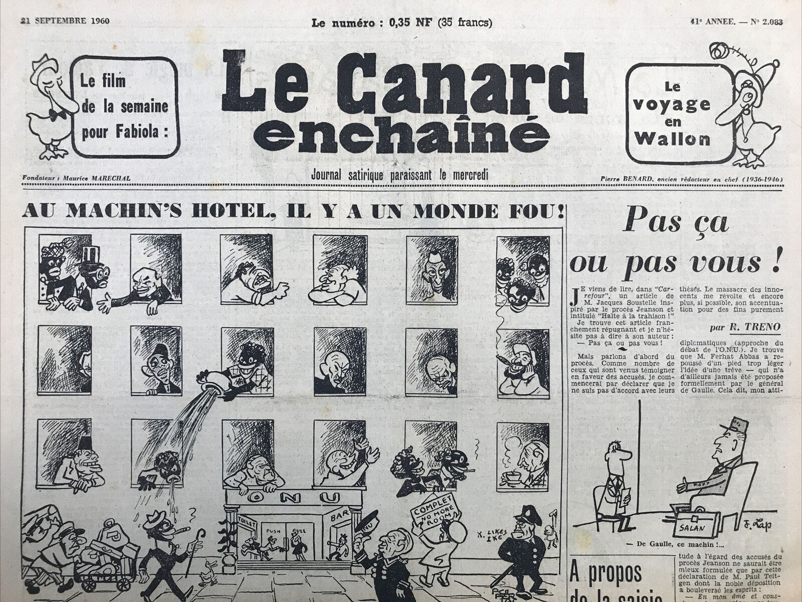 Couac ! | Acheter un Canard | Vente d'Anciens Journaux du Canard Enchaîné. Des Journaux Satiriques de Collection, Historiques & Authentiques de 1916 à 2004 ! | 2083