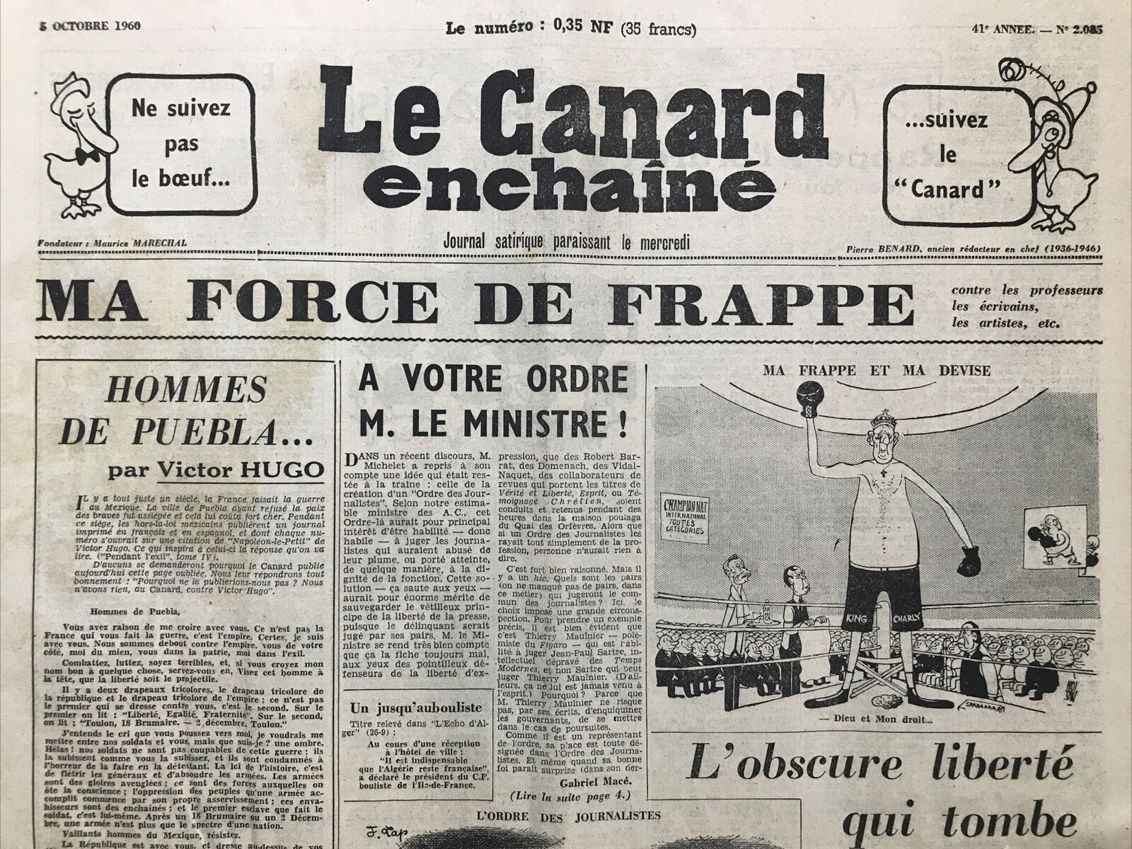 Couac ! | Acheter un Canard | Vente d'Anciens Journaux du Canard Enchaîné. Des Journaux Satiriques de Collection, Historiques & Authentiques de 1916 à 2004 ! | 2085