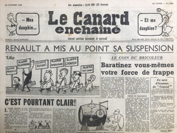 Couac ! | N° 2087 du Canard Enchaîné - 19 Octobre 1960 | Nos Exemplaires du Canard Enchaîné sont archivés dans de bonnes conditions de conservation (obscurité, hygrométrie maitrisée et faible température), ce qui s'avère indispensable pour des journaux anciens. | 2087