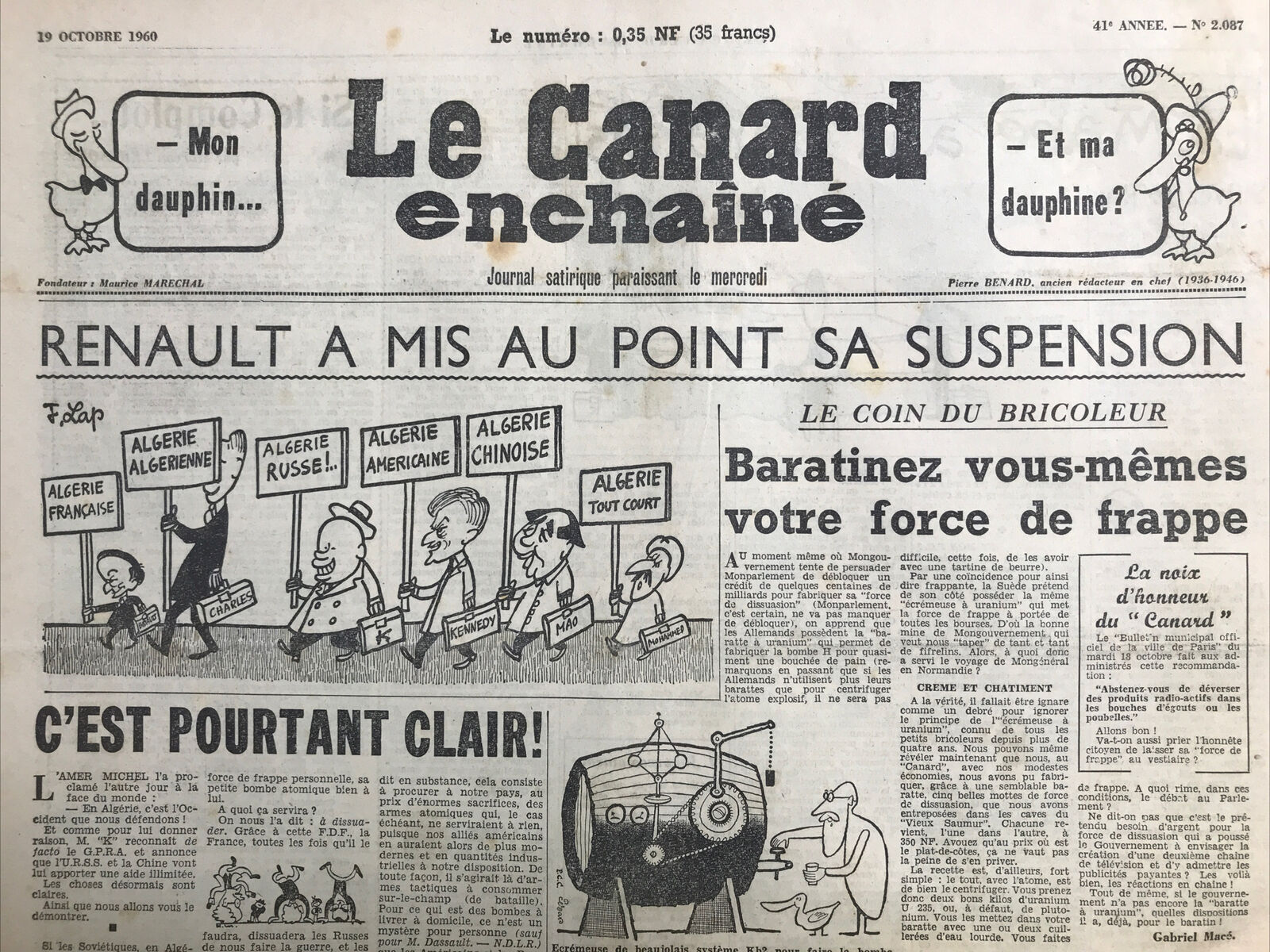 Couac ! | Acheter un Canard | Vente d'Anciens Journaux du Canard Enchaîné. Des Journaux Satiriques de Collection, Historiques & Authentiques de 1916 à 2004 ! | 2087