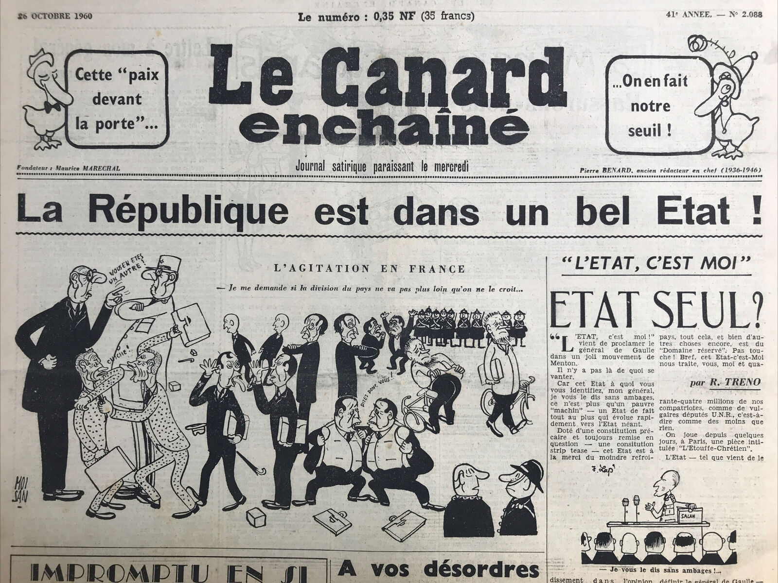 Couac ! | Acheter un Canard | Vente d'Anciens Journaux du Canard Enchaîné. Des Journaux Satiriques de Collection, Historiques & Authentiques de 1916 à 2004 ! | 2088