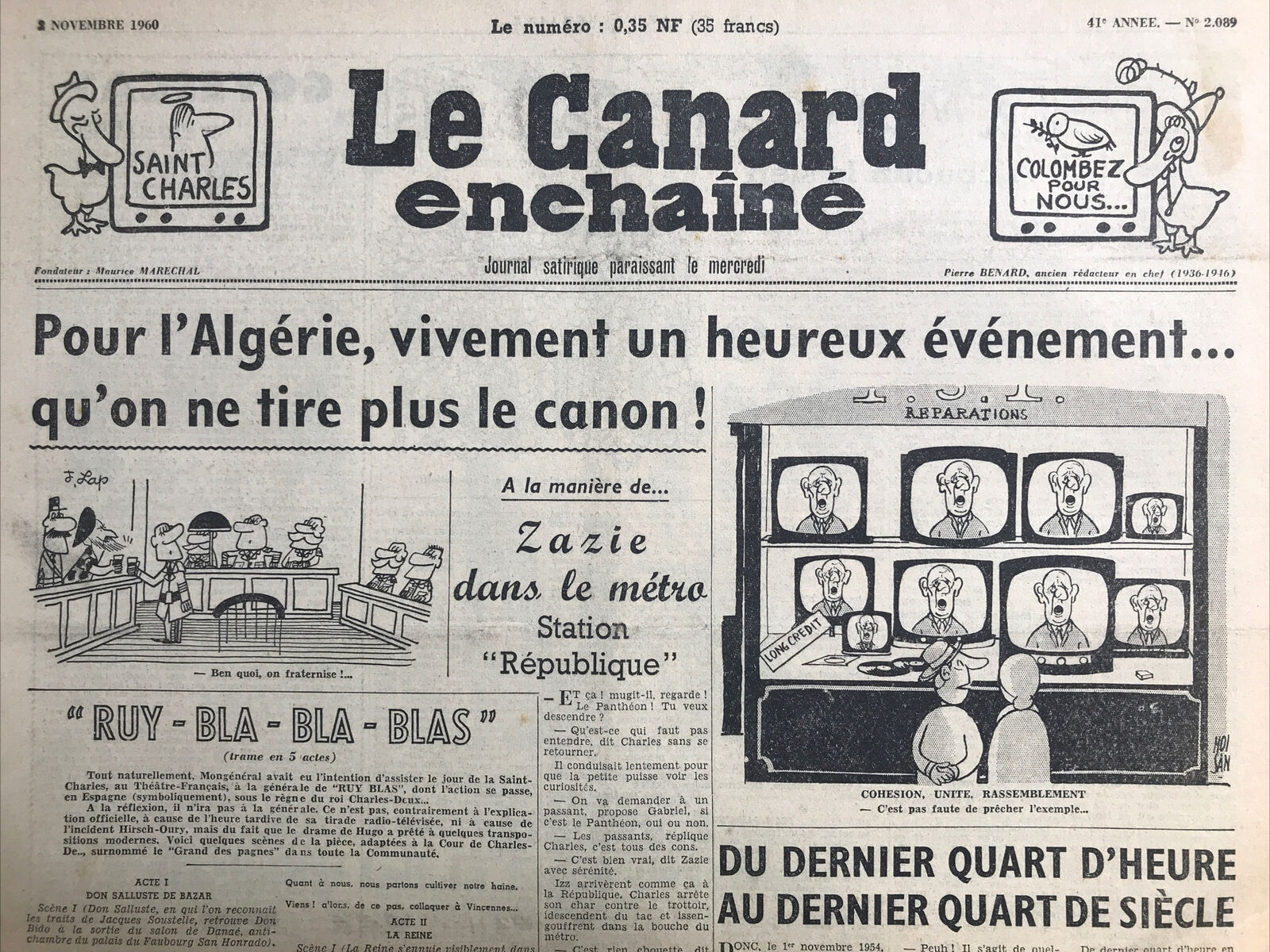 Couac ! | Acheter un Canard | Vente d'Anciens Journaux du Canard Enchaîné. Des Journaux Satiriques de Collection, Historiques & Authentiques de 1916 à 2004 ! | 2089