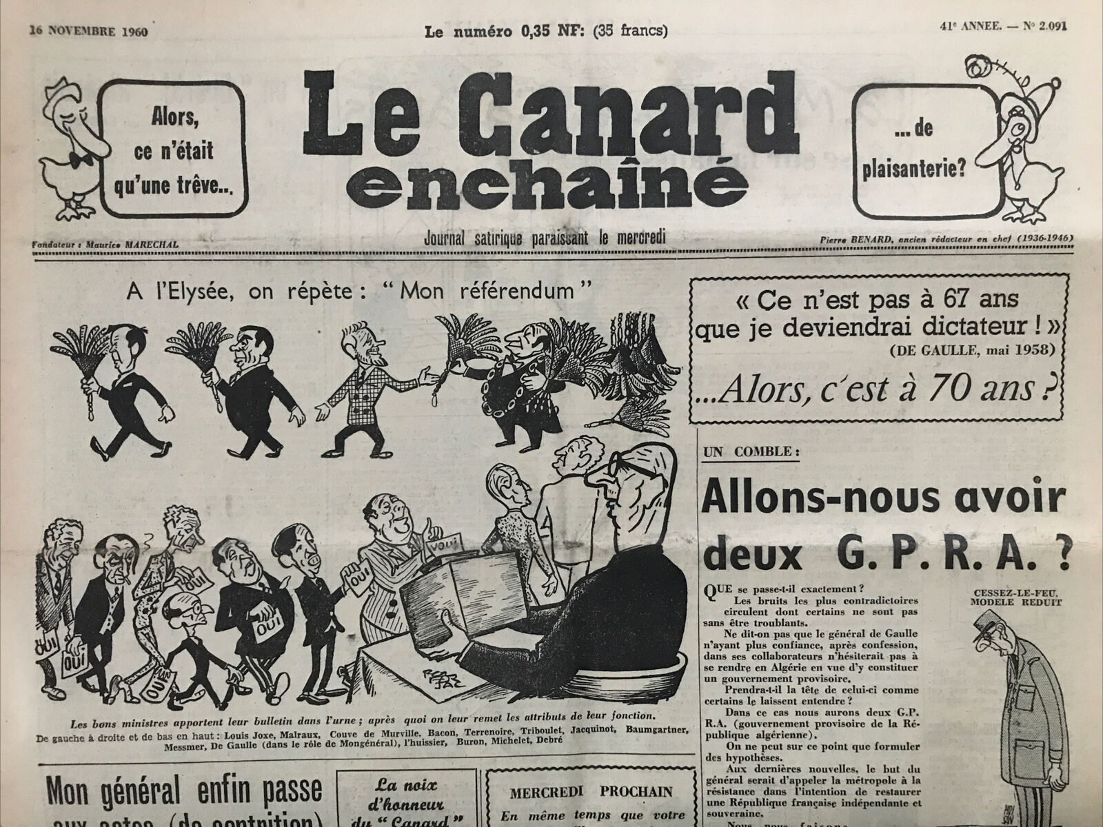 Couac ! | Acheter un Canard | Vente d'Anciens Journaux du Canard Enchaîné. Des Journaux Satiriques de Collection, Historiques & Authentiques de 1916 à 2004 ! | 2091