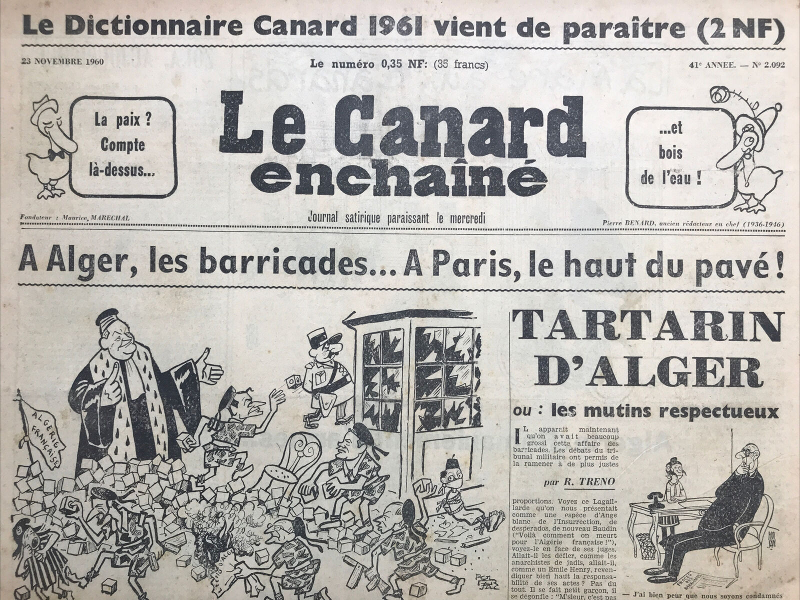 Couac ! | Acheter un Canard | Vente d'Anciens Journaux du Canard Enchaîné. Des Journaux Satiriques de Collection, Historiques & Authentiques de 1916 à 2004 ! | 2092