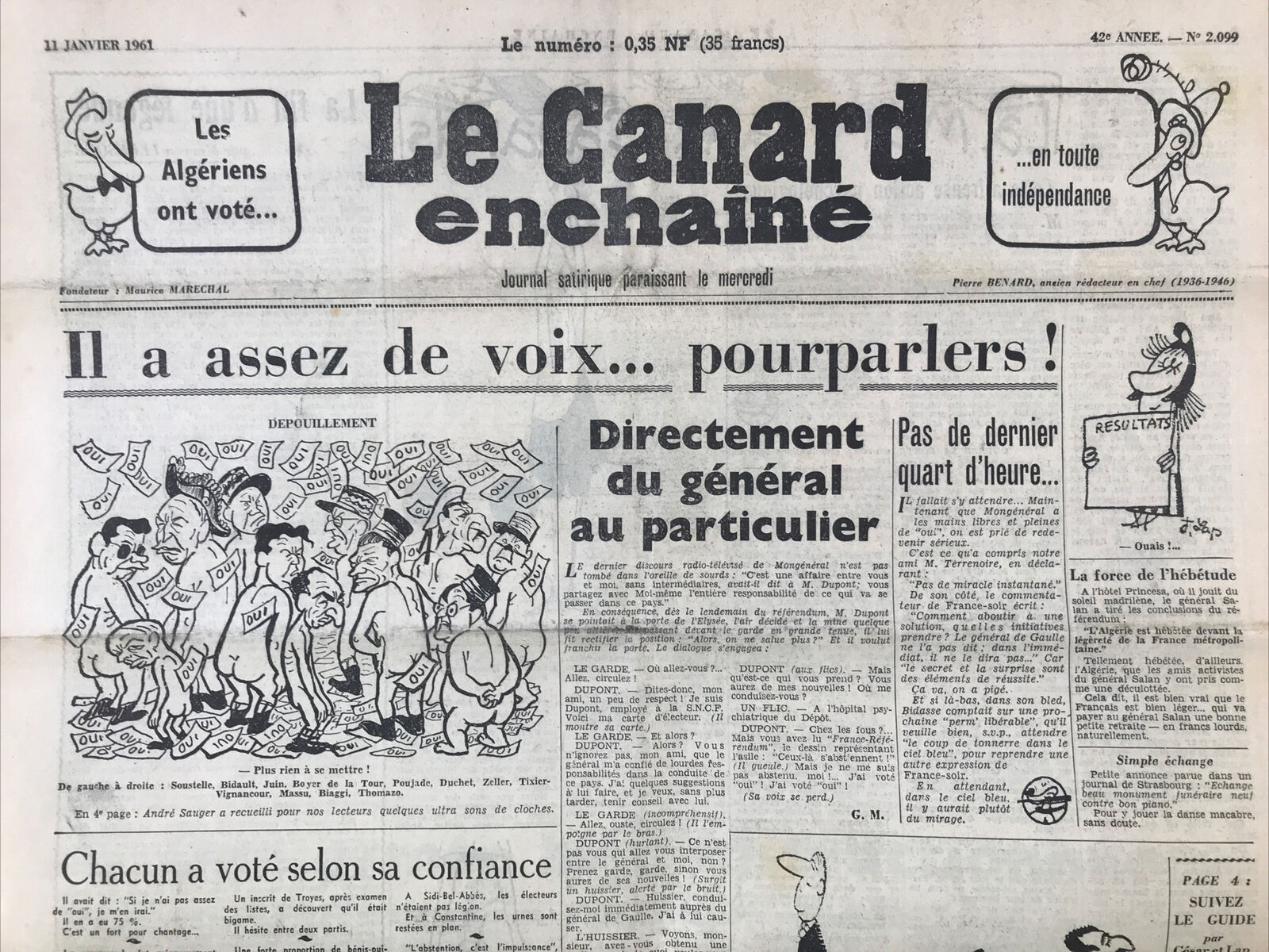 Couac ! | Acheter un Canard | Vente d'Anciens Journaux du Canard Enchaîné. Des Journaux Satiriques de Collection, Historiques & Authentiques de 1916 à 2004 ! | 2099