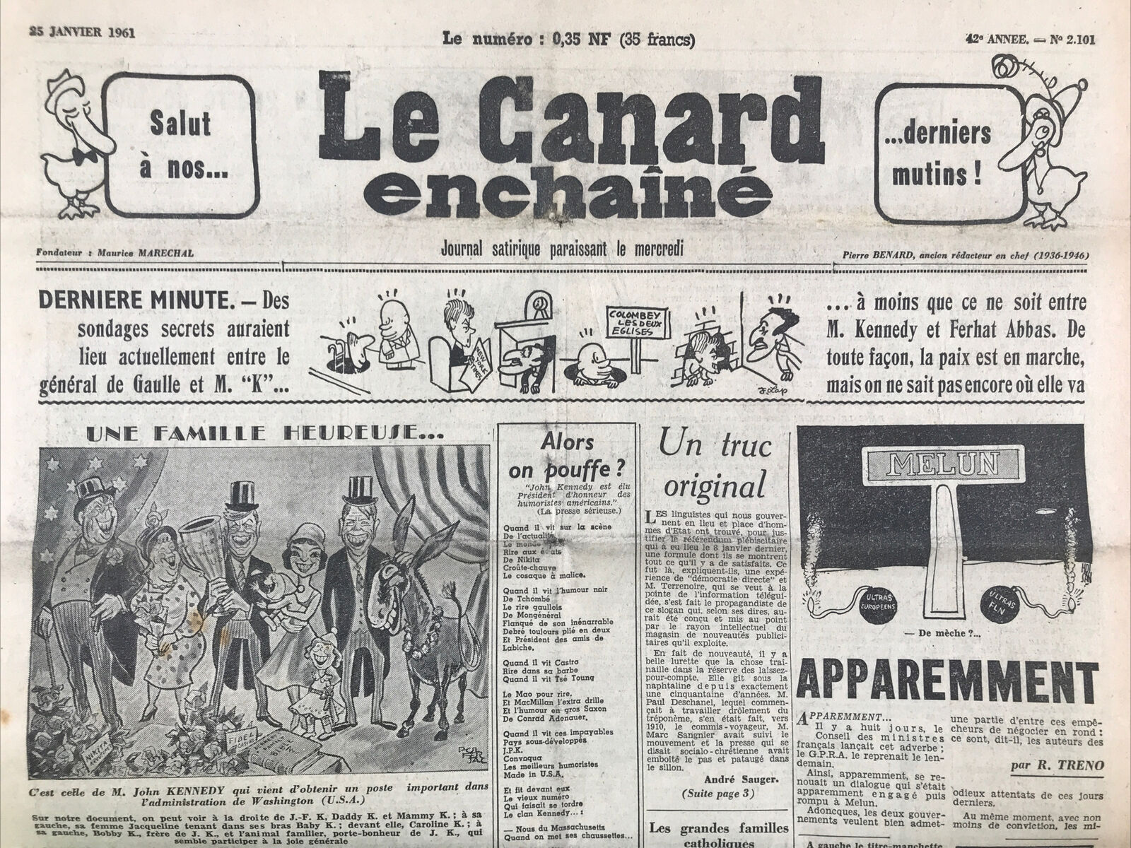 Couac ! | Acheter un Canard | Vente d'Anciens Journaux du Canard Enchaîné. Des Journaux Satiriques de Collection, Historiques & Authentiques de 1916 à 2004 ! | 2101