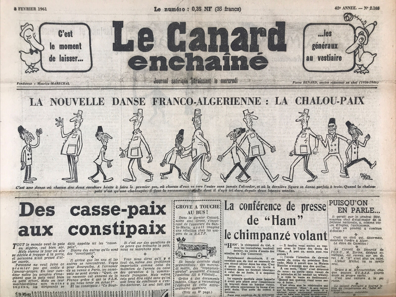 Couac ! | Acheter un Canard | Vente d'Anciens Journaux du Canard Enchaîné. Des Journaux Satiriques de Collection, Historiques & Authentiques de 1916 à 2004 ! | 2103