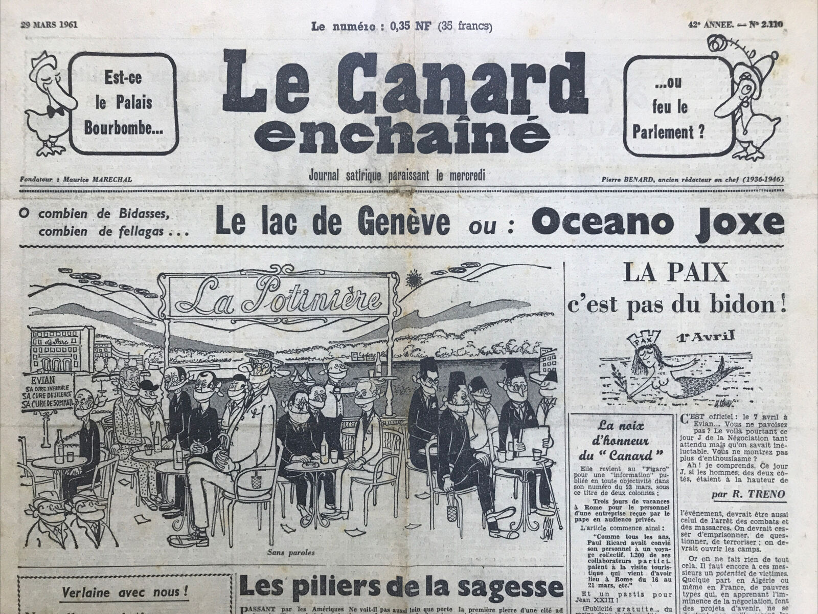 Couac ! | Acheter un Canard | Vente d'Anciens Journaux du Canard Enchaîné. Des Journaux Satiriques de Collection, Historiques & Authentiques de 1916 à 2004 ! | 2110