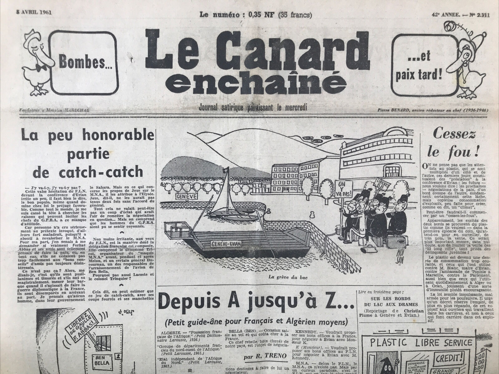 Couac ! | Acheter un Canard | Vente d'Anciens Journaux du Canard Enchaîné. Des Journaux Satiriques de Collection, Historiques & Authentiques de 1916 à 2004 ! | 2111