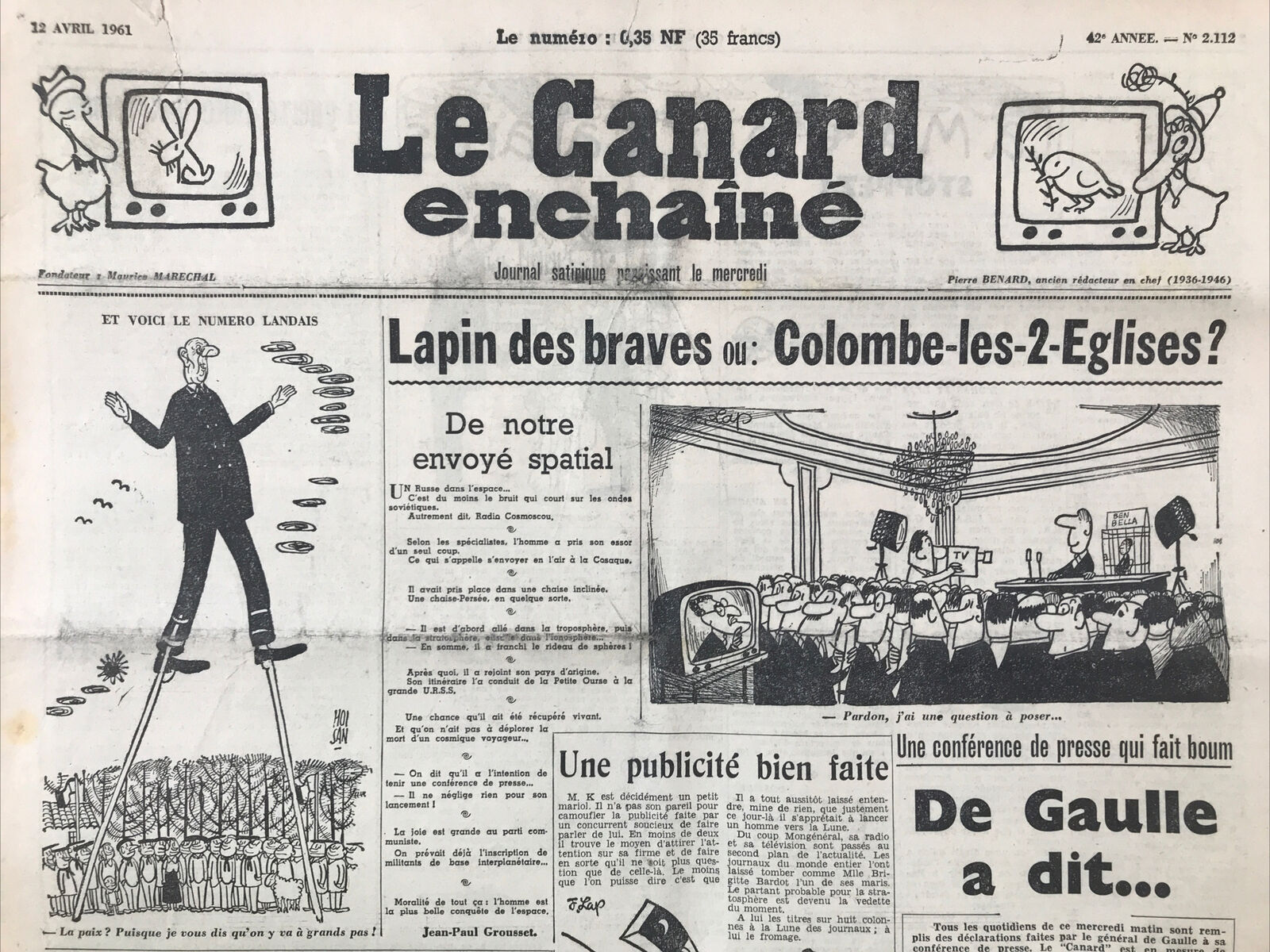 Couac ! | Acheter un Canard | Vente d'Anciens Journaux du Canard Enchaîné. Des Journaux Satiriques de Collection, Historiques & Authentiques de 1916 à 2004 ! | 2112