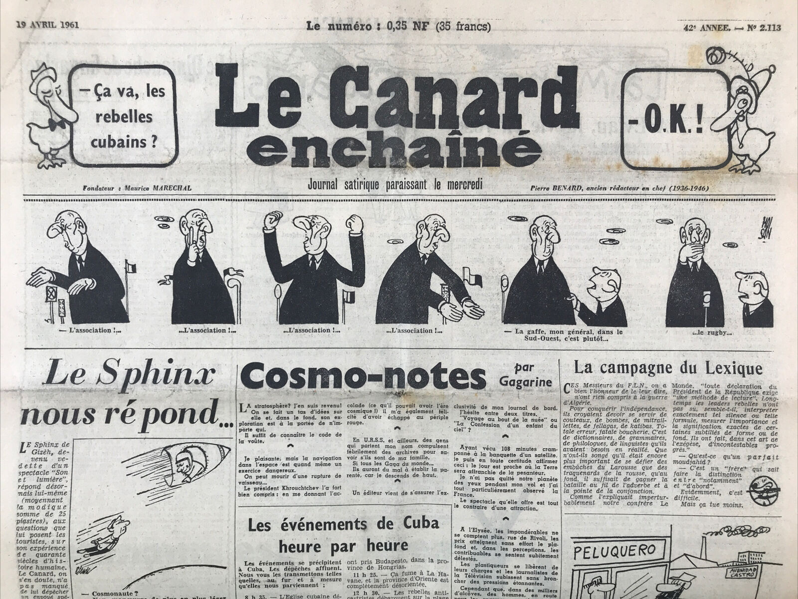 Couac ! | Acheter un Canard | Vente d'Anciens Journaux du Canard Enchaîné. Des Journaux Satiriques de Collection, Historiques & Authentiques de 1916 à 2004 ! | 2113