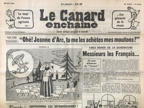 Couac ! | N° 2123 du Canard Enchaîné - 28 Juin 1961 | Nos Exemplaires du Canard Enchaîné sont archivés dans de bonnes conditions de conservation (obscurité, hygrométrie maitrisée et faible température), ce qui s'avère indispensable pour des journaux anciens. | 2123