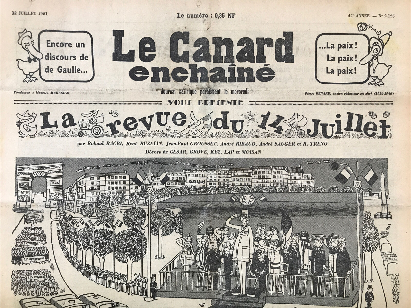 Couac ! | Acheter un Canard | Vente d'Anciens Journaux du Canard Enchaîné. Des Journaux Satiriques de Collection, Historiques & Authentiques de 1916 à 2004 ! | 2125